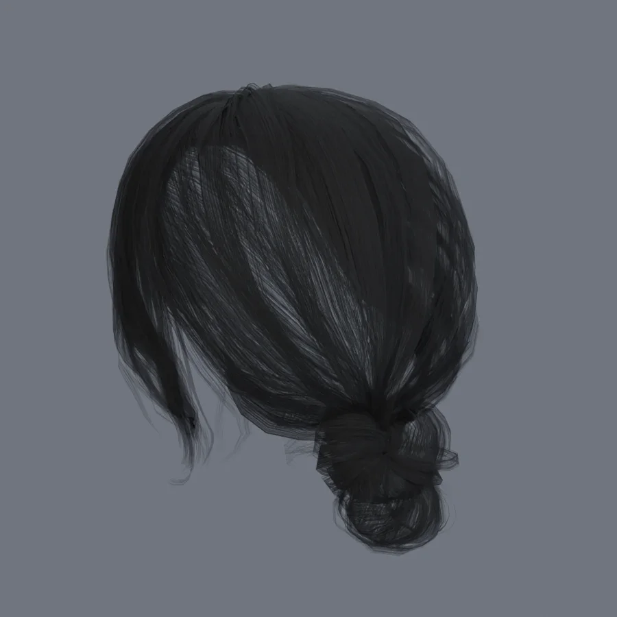Korean Girl Hair 04, 3D model preview 6