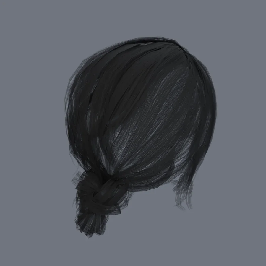 Korean Girl Hair 04, 3D model preview 7