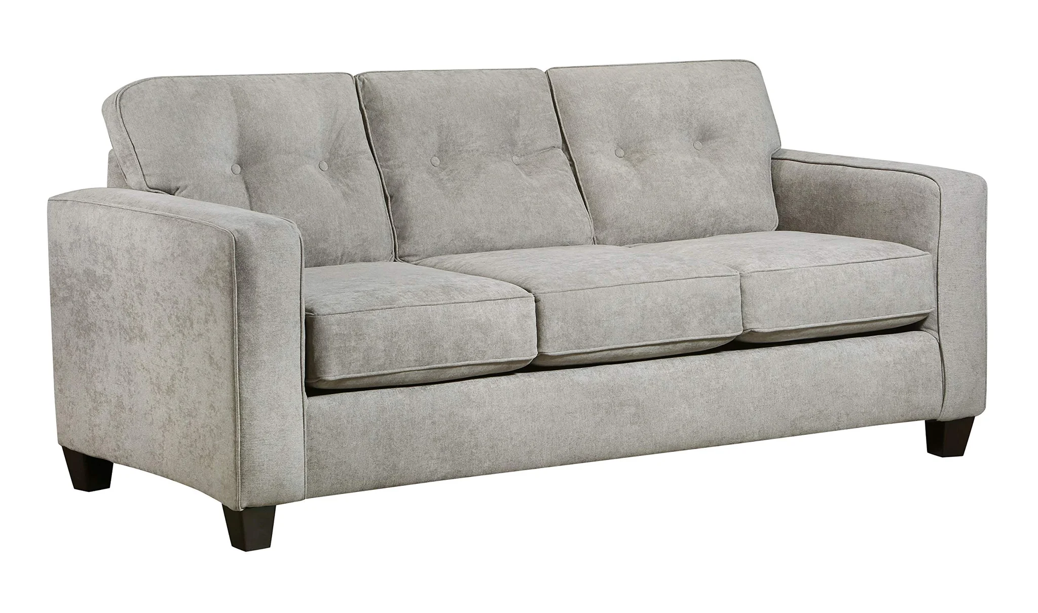 Contemporary Tufted Grey Fabric Sofa – 3-Seat Living Room Couch