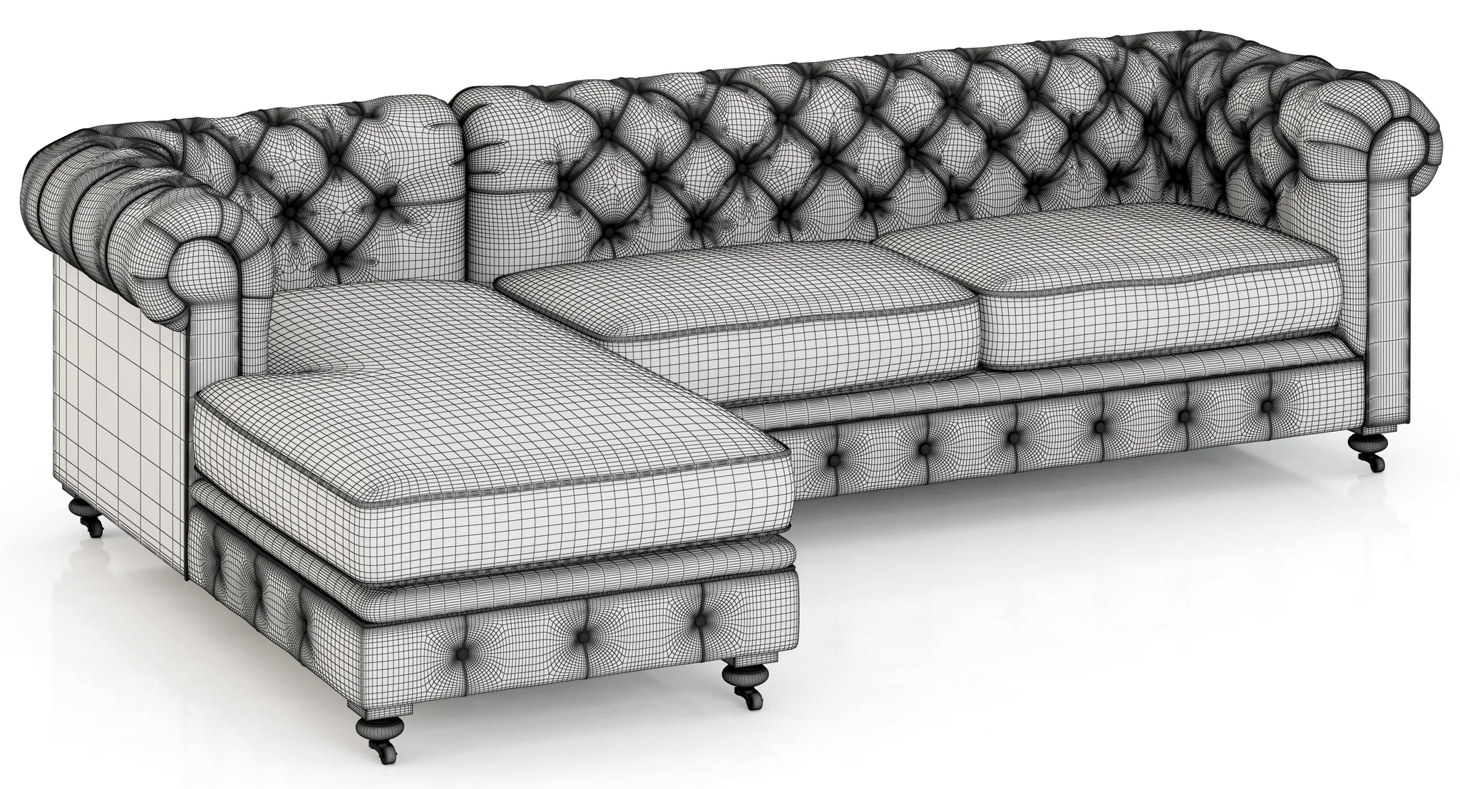 Restoration Hardware Petite Kensington Upholstered Left Arm Chaise Sectional — 3D model preview 2