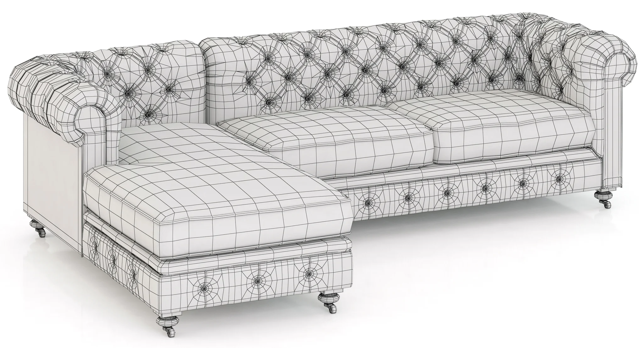 Restoration Hardware Petite Kensington Upholstered Left Arm Chaise Sectional — 3D model preview 3