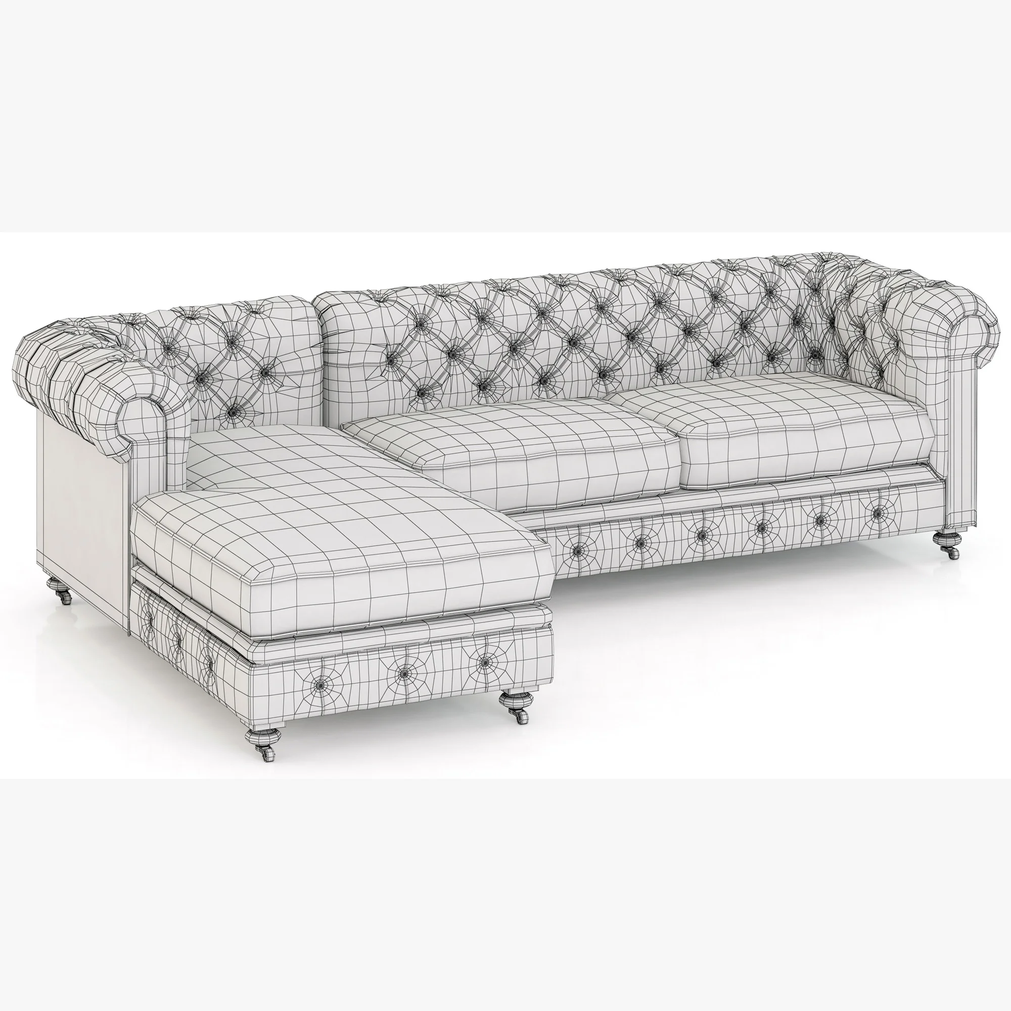 Restoration Hardware Petite Kensington Upholstered Left Arm Chaise Sectional — 3D model preview 4