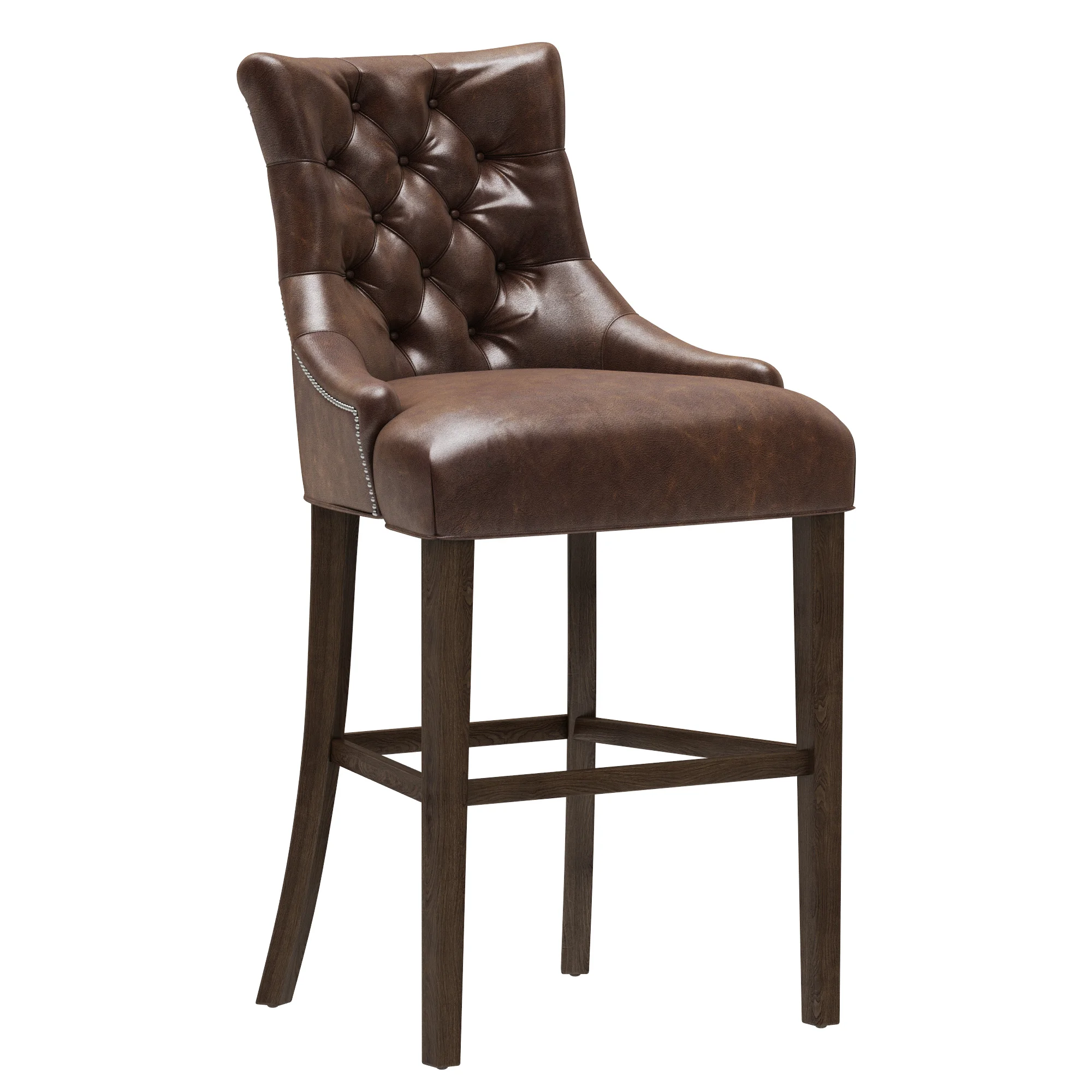 Restoration Hardware Martine Tufted Leather Stool — 3D model preview 1