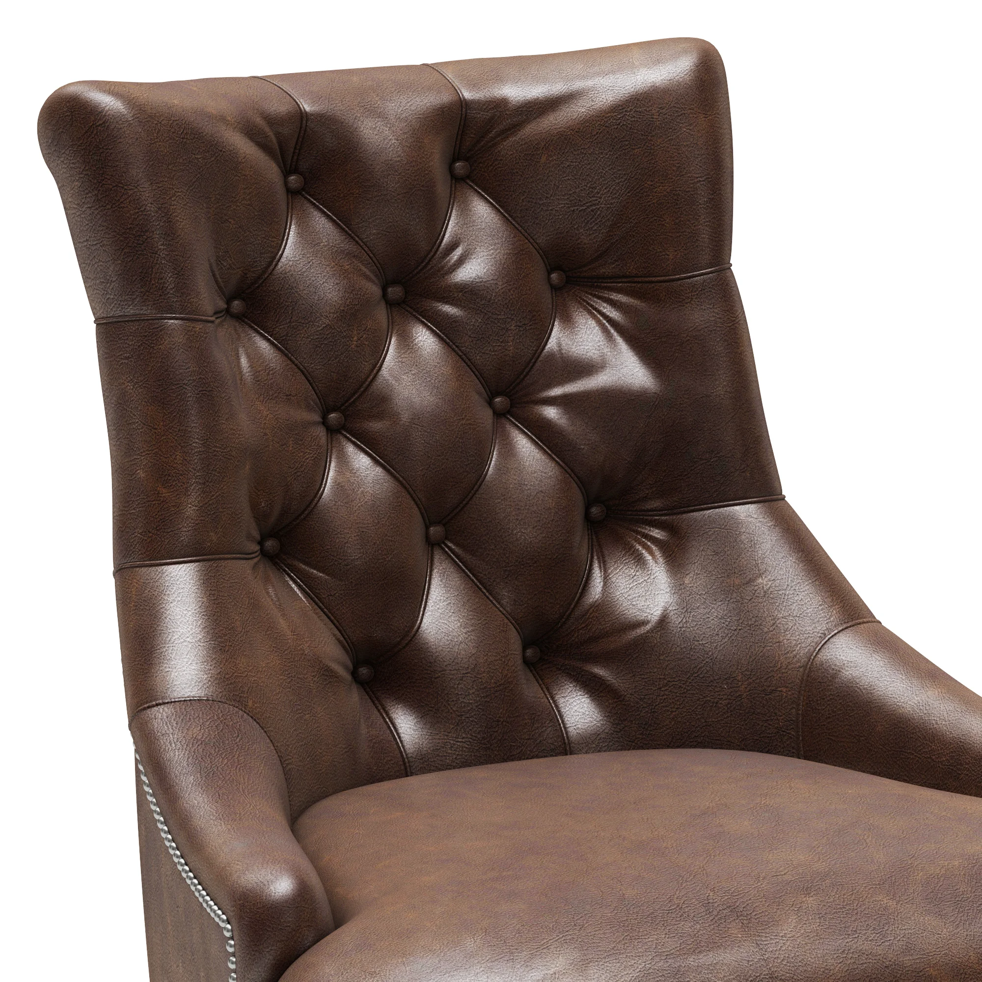 Restoration Hardware Martine Tufted Leather Stool — 3D model preview 4