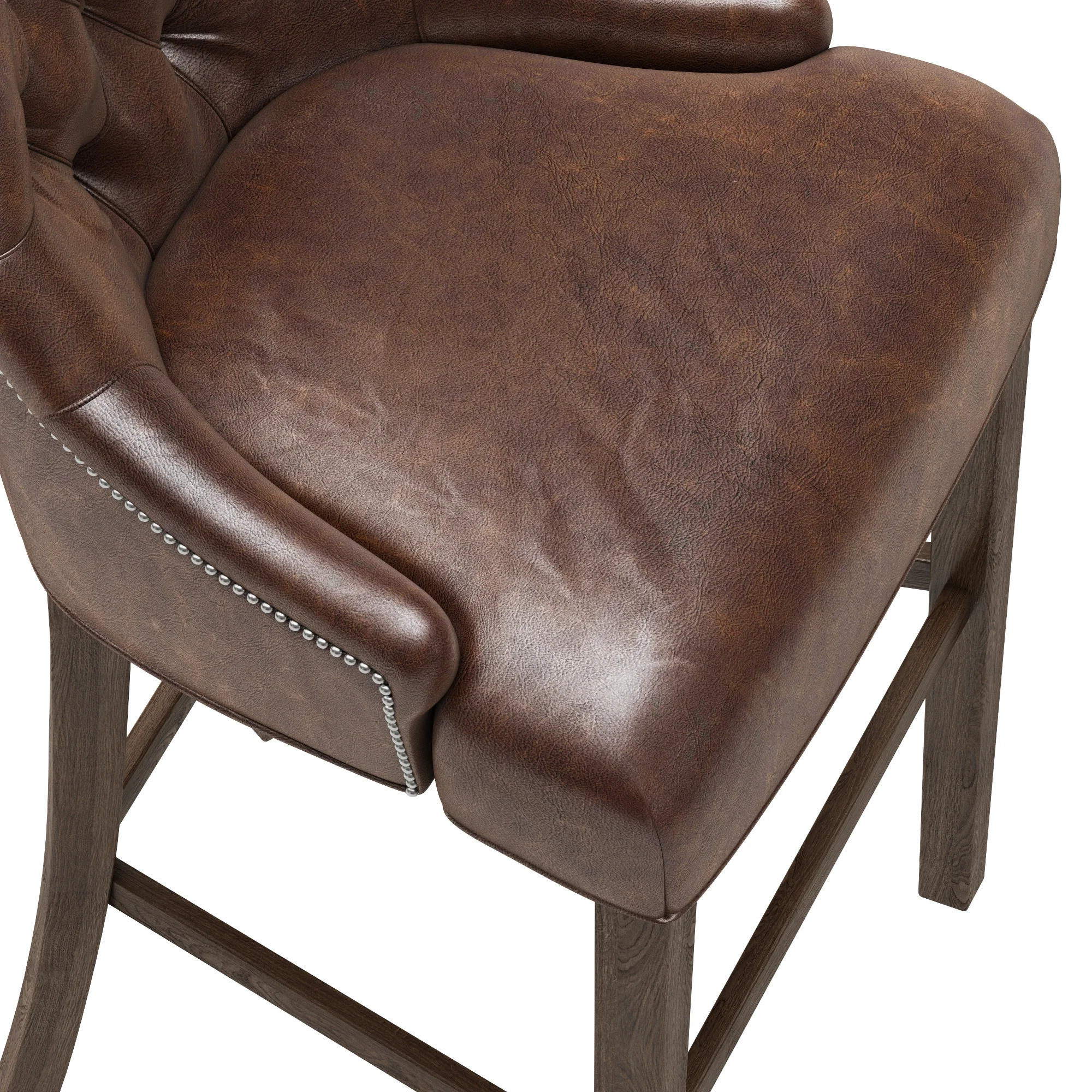 Restoration Hardware Martine Tufted Leather Stool — 3D model preview 6