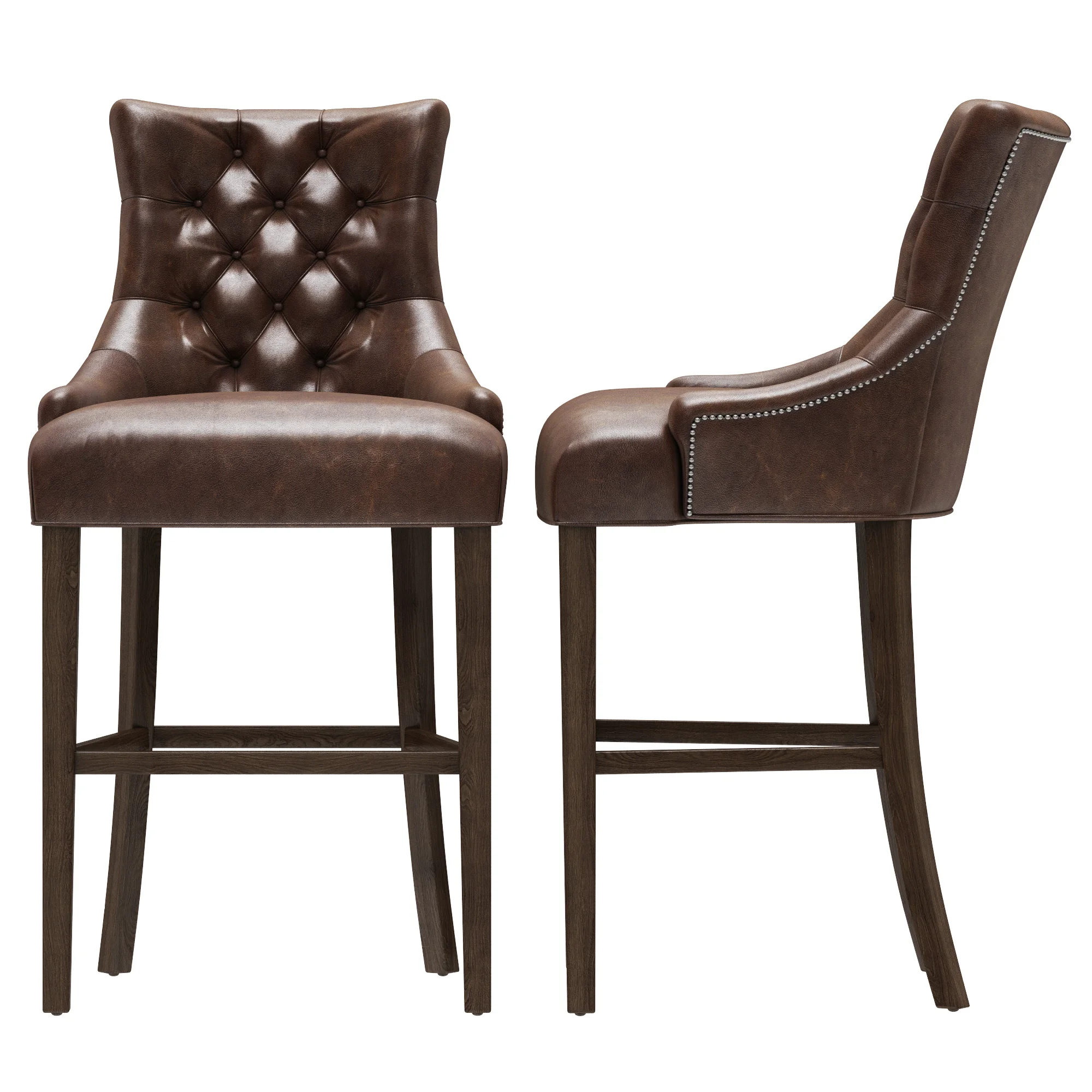 Restoration Hardware Martine Tufted Leather Stool — 3D model preview 7
