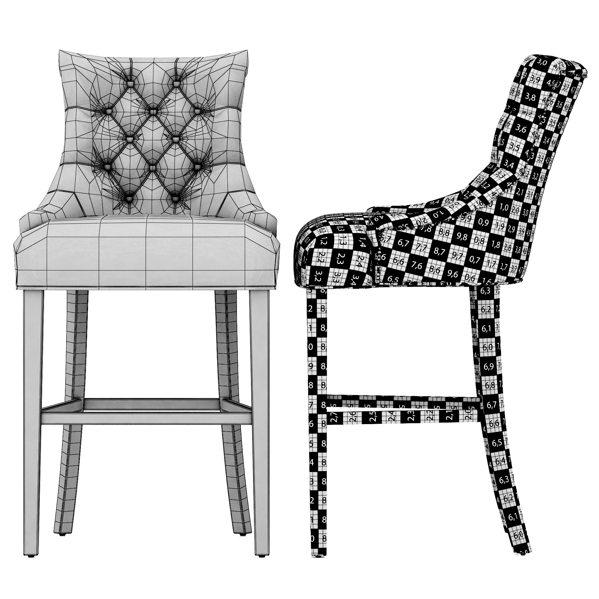 Restoration Hardware Martine Tufted Leather Stool — 3D model preview 9