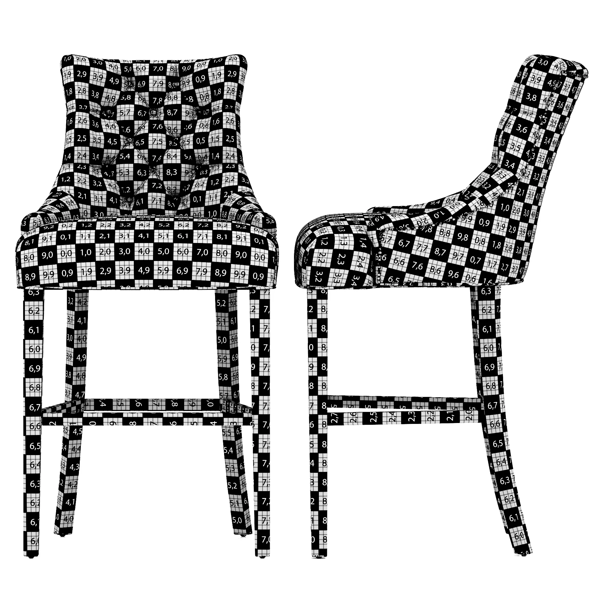Restoration Hardware Martine Tufted Leather Stool — 3D model preview 10