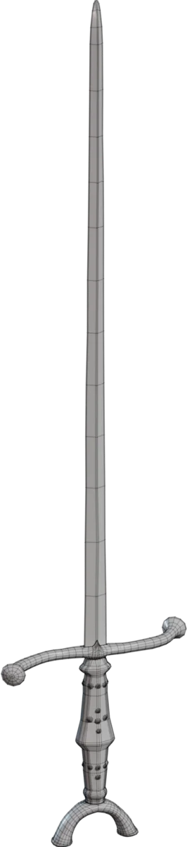 Antique Estoc Thrusting Sword with Leather Grip — 3D model preview 1