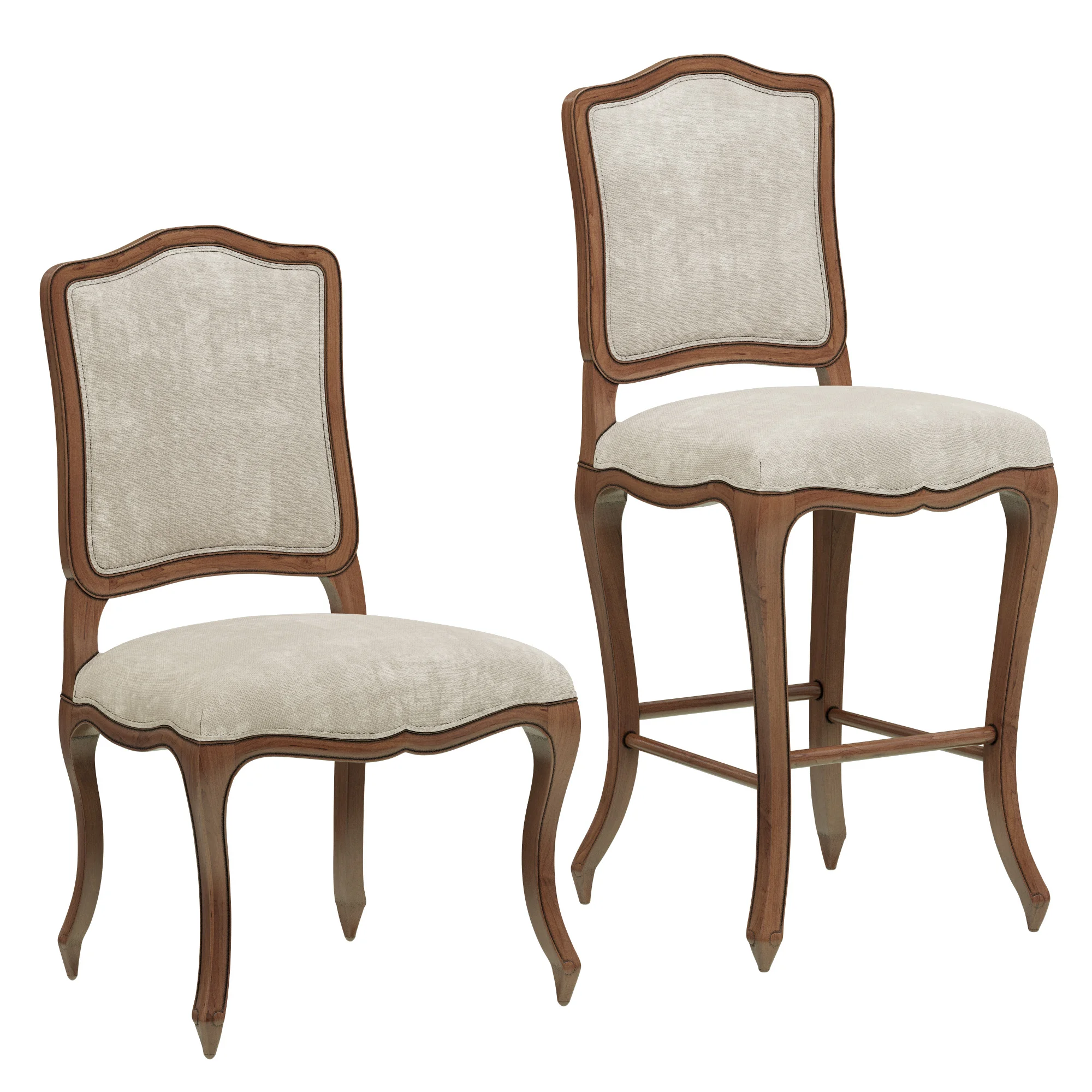 Restoration Hardware Vintage French Camelback Fabric Side Chair — 3D model preview 1