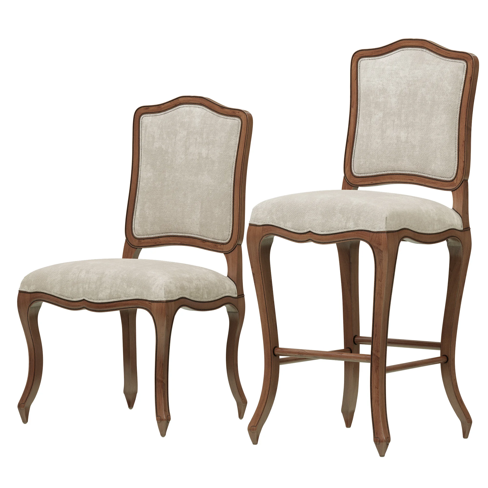 Restoration Hardware Vintage French Camelback Fabric Side Chair — 3D model preview 2
