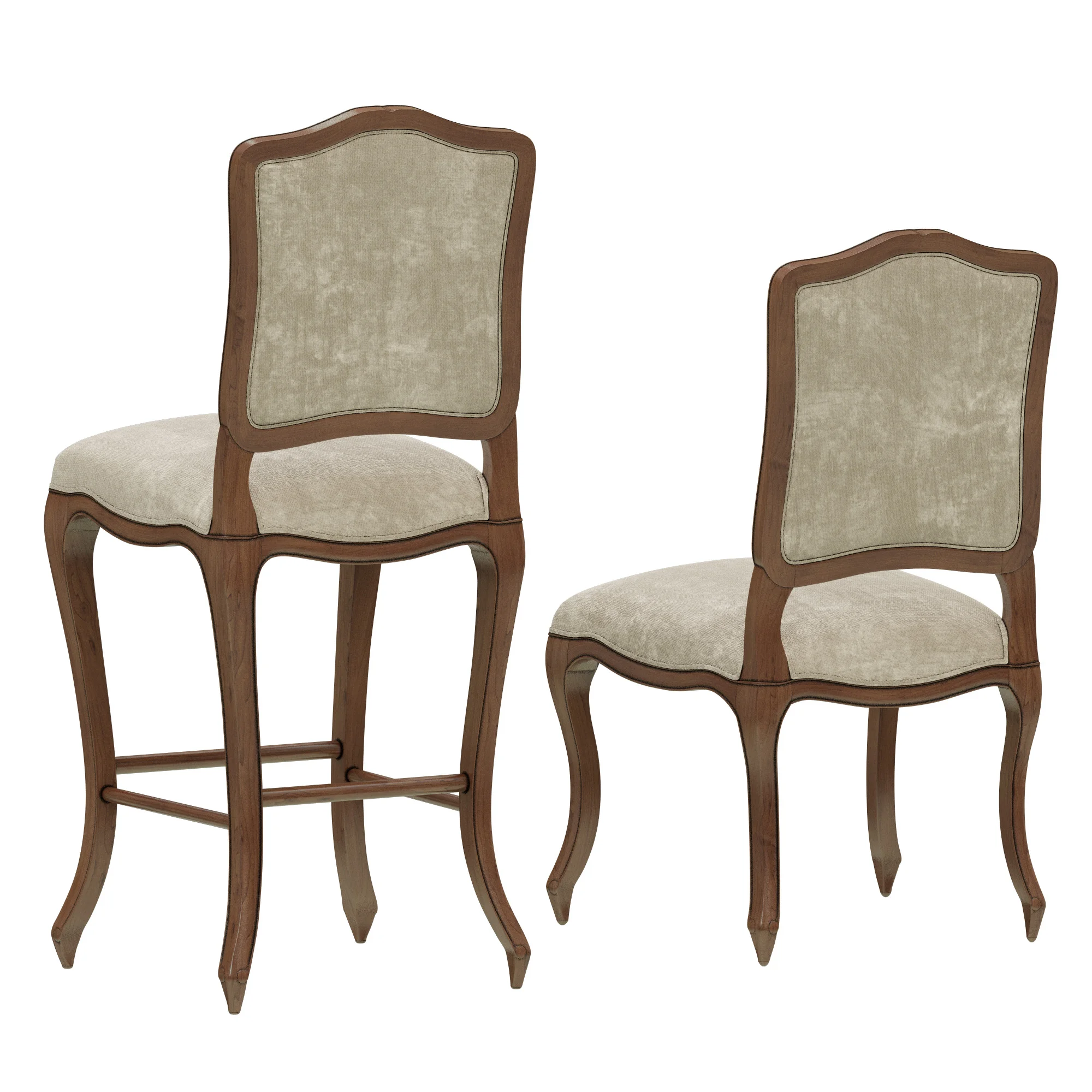 Restoration Hardware Vintage French Camelback Fabric Side Chair — 3D model preview 4