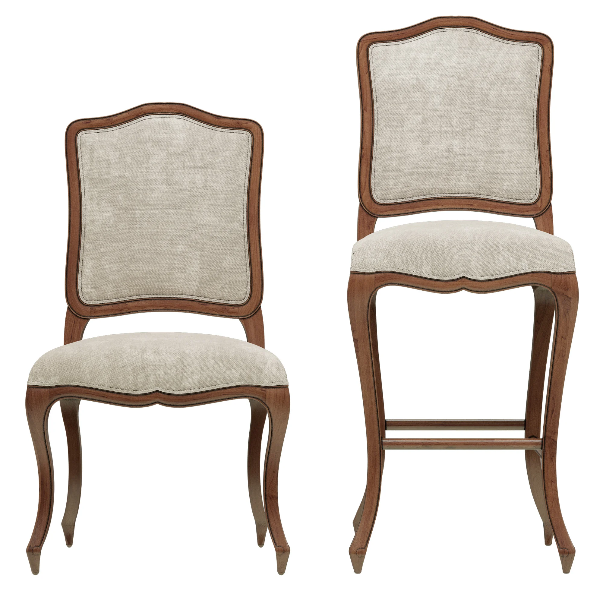 Restoration Hardware Vintage French Camelback Fabric Side Chair — 3D model preview 6