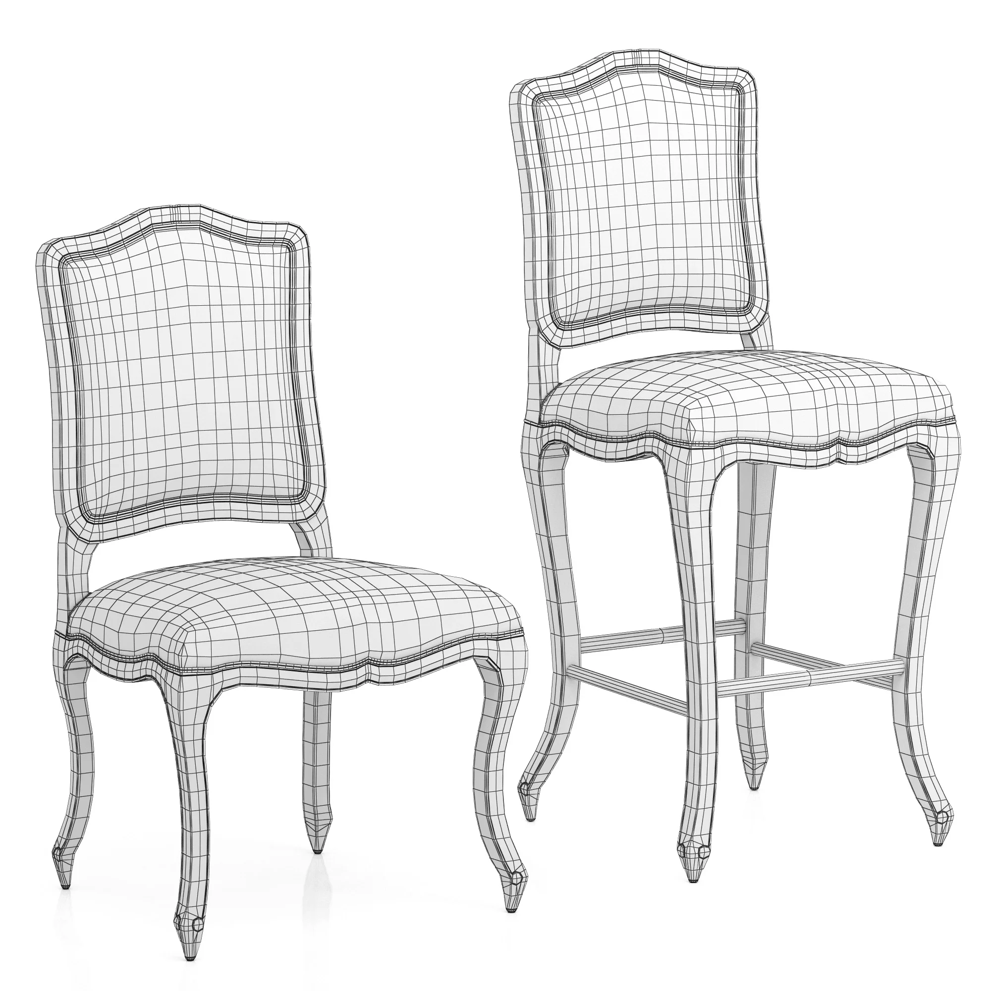 Restoration Hardware Vintage French Camelback Fabric Side Chair — 3D model preview 7