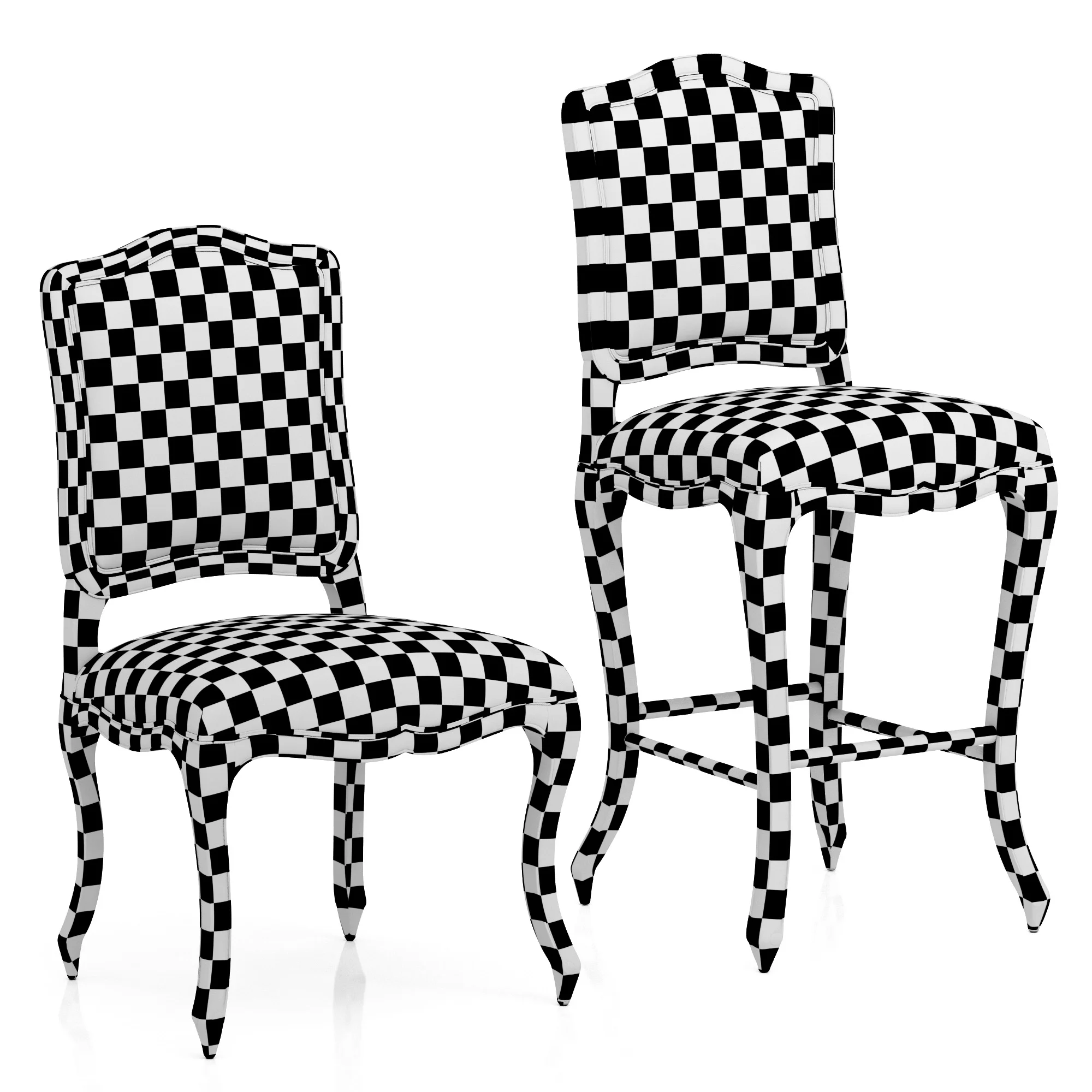 Restoration Hardware Vintage French Camelback Fabric Side Chair — 3D model preview 9