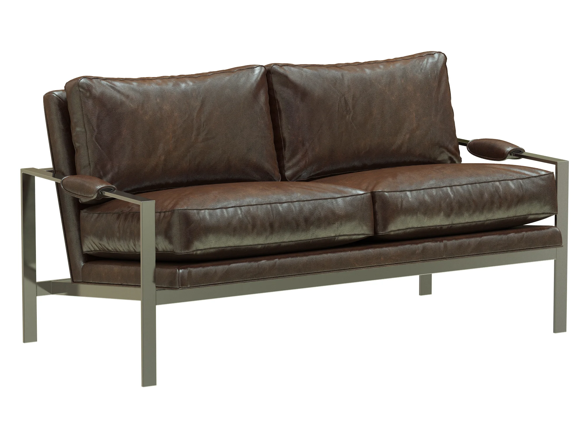 Crate And Barrel Milo Baughman Leather Settee — 3D model preview 1