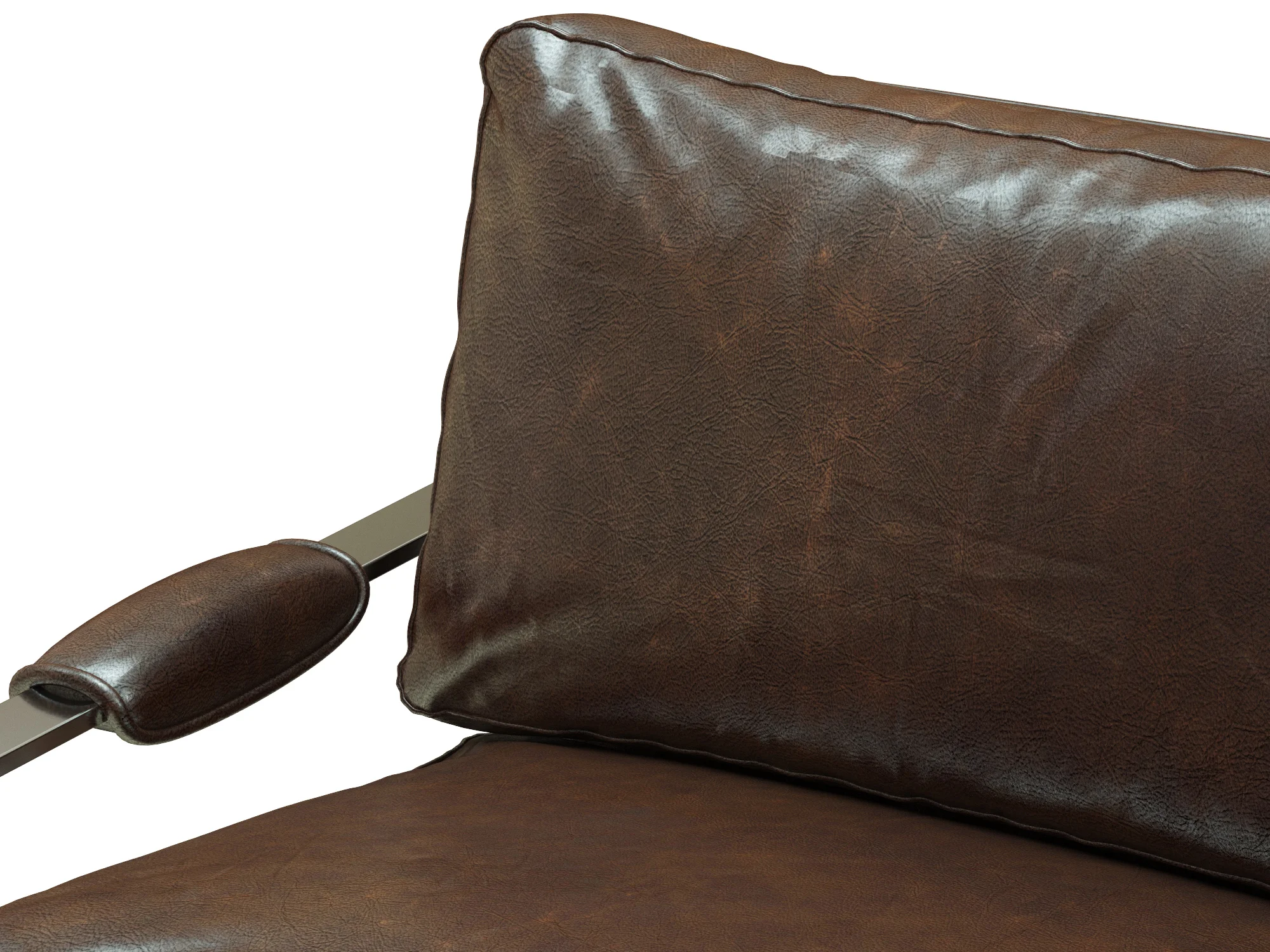Crate And Barrel Milo Baughman Leather Settee — 3D model preview 4