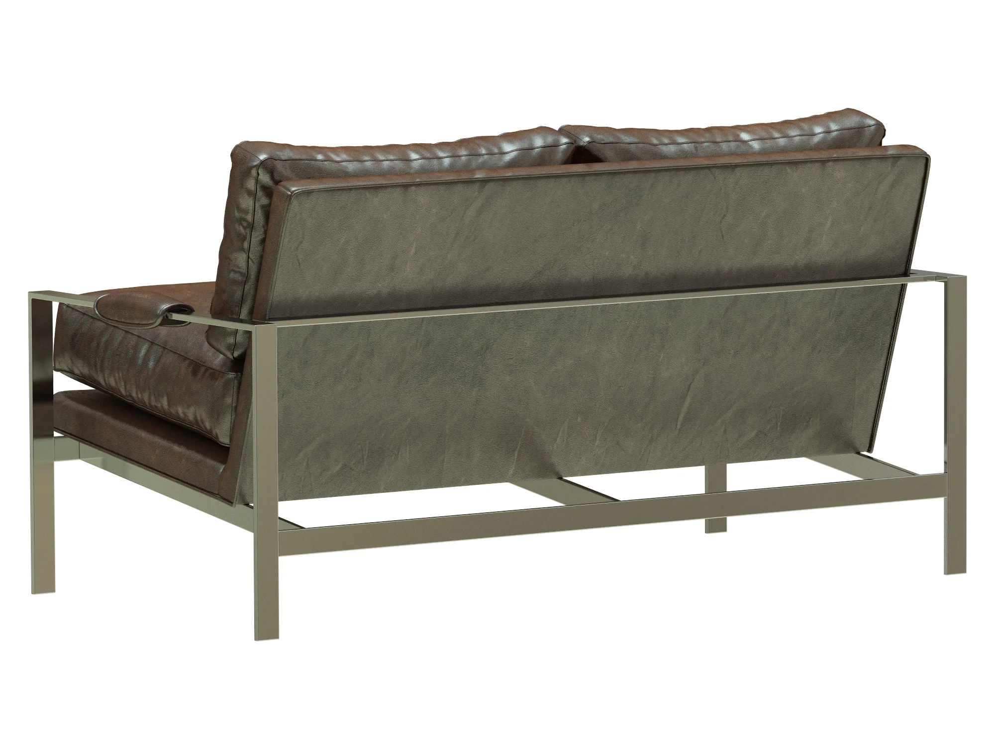 Crate And Barrel Milo Baughman Leather Settee — 3D model preview 5