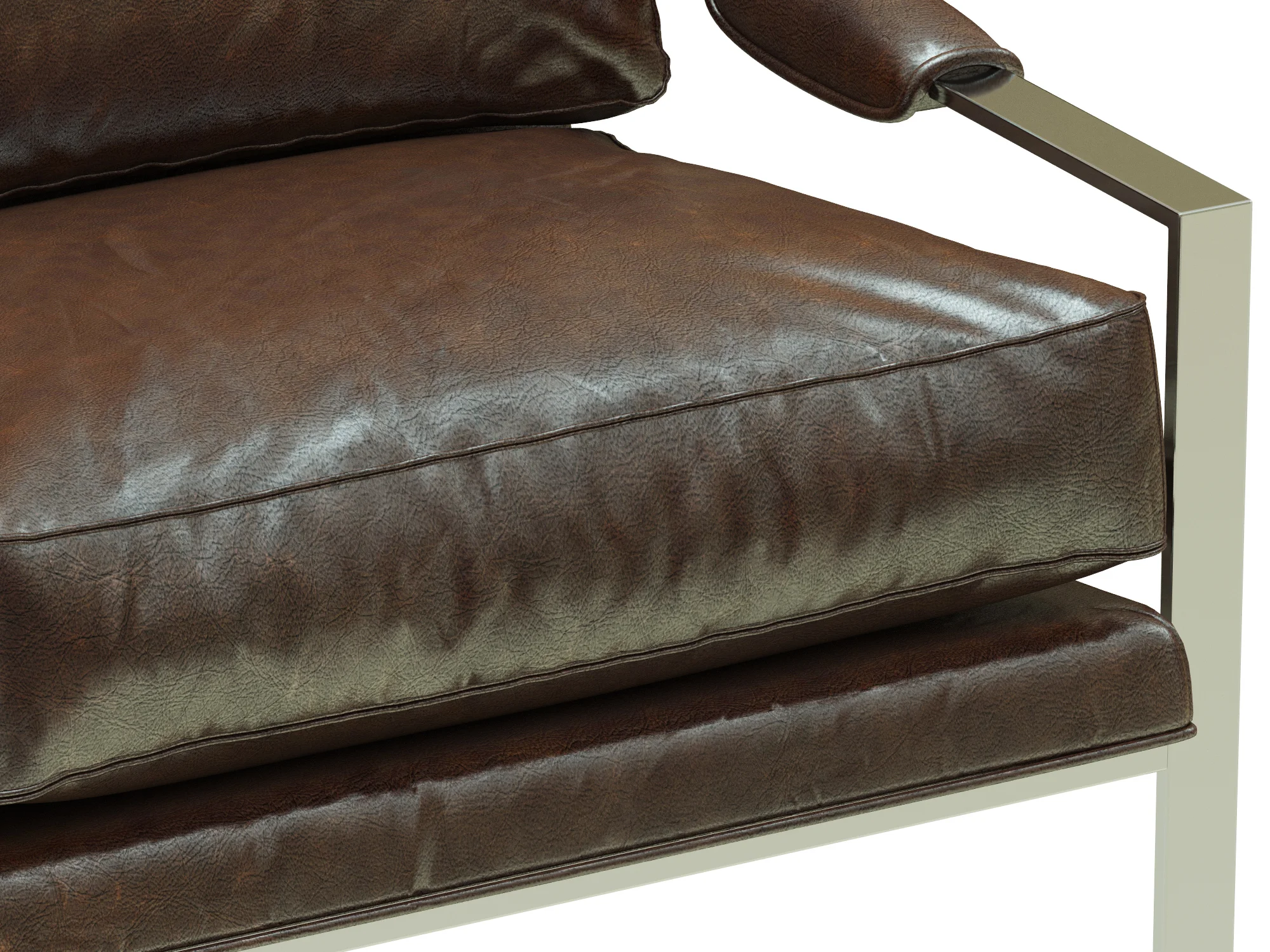 Crate And Barrel Milo Baughman Leather Settee — 3D model preview 6