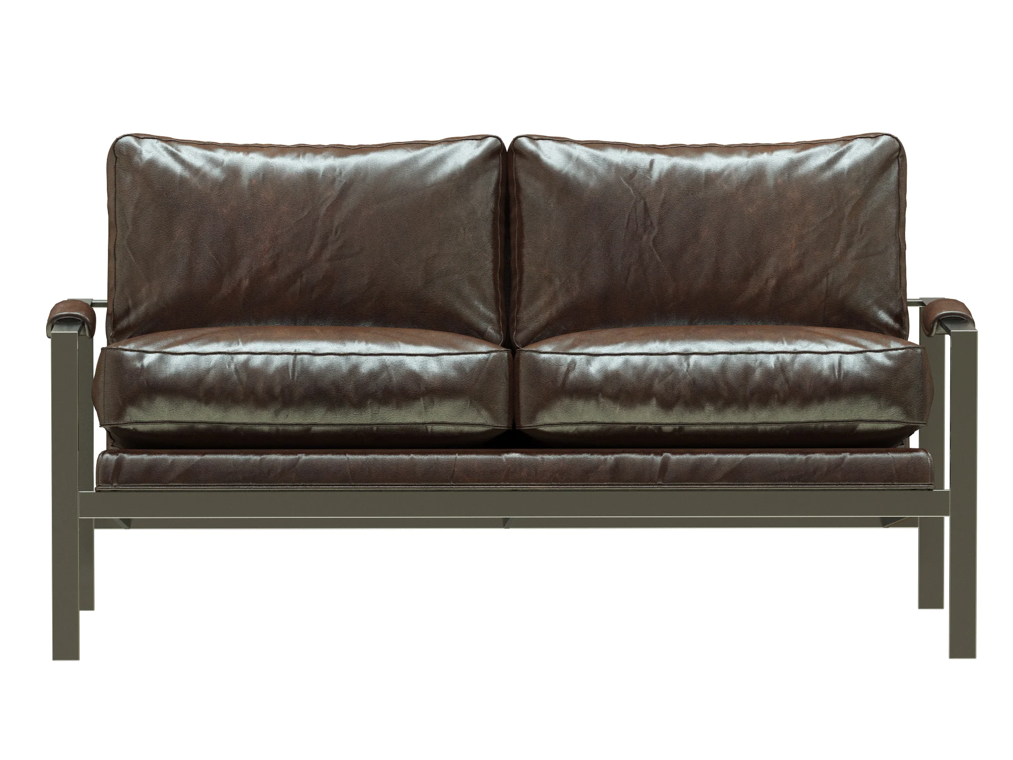 Crate And Barrel Milo Baughman Leather Settee — 3D model preview 7