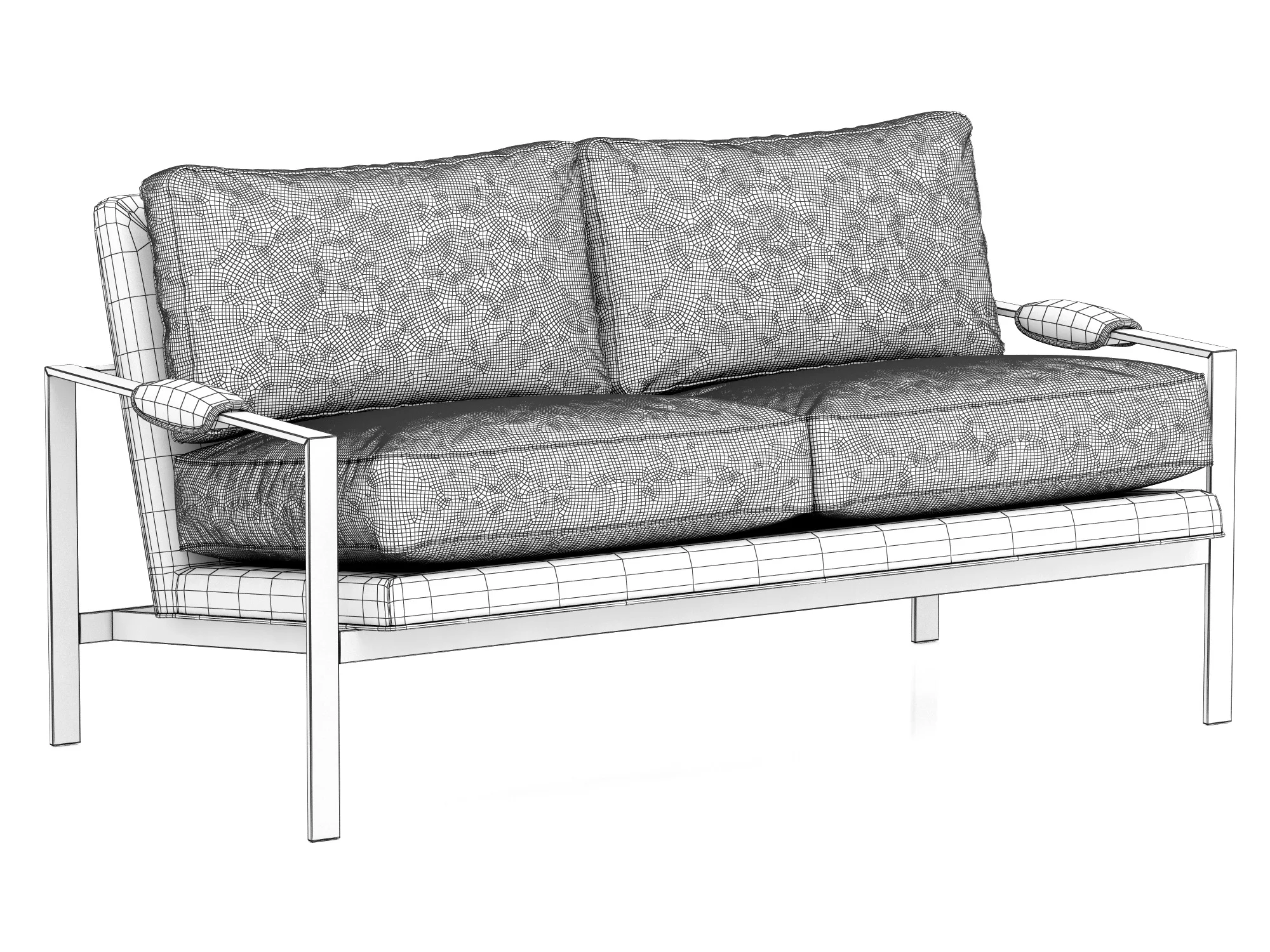Crate And Barrel Milo Baughman Leather Settee — 3D model preview 8