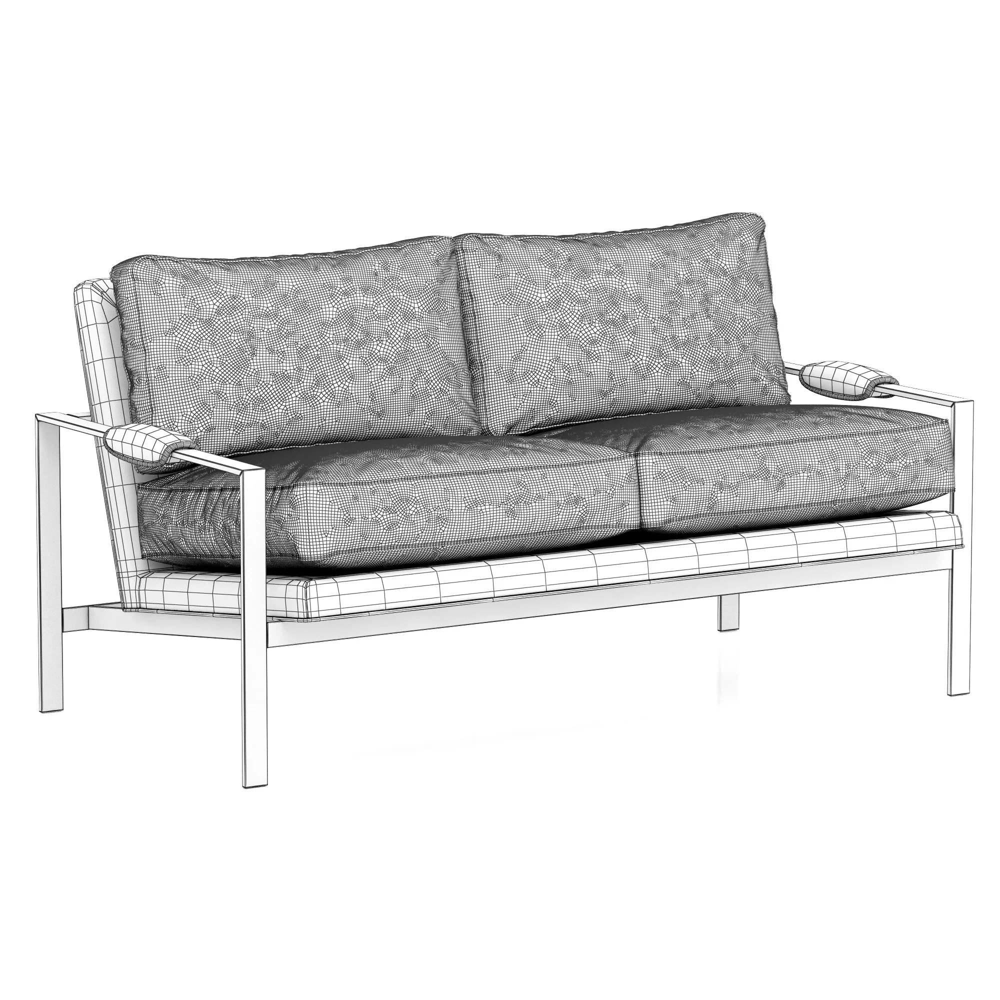 Crate And Barrel Milo Baughman Leather Settee — 3D model preview 9