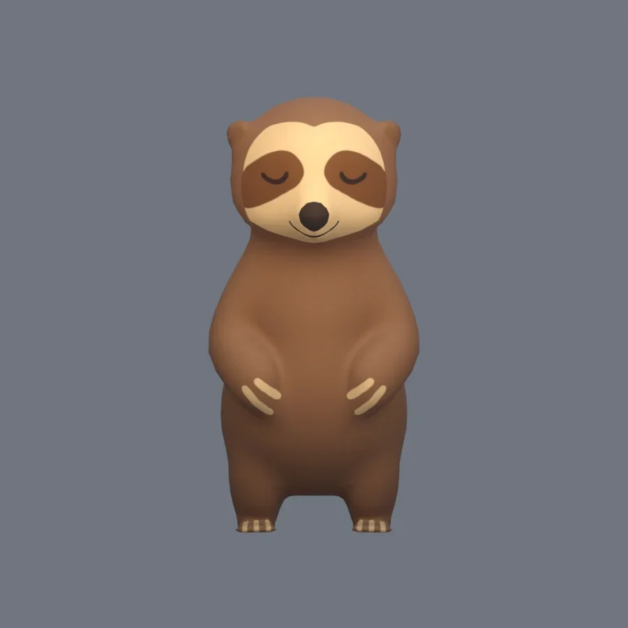 Stylized Animal Sloth, 3D model preview 1