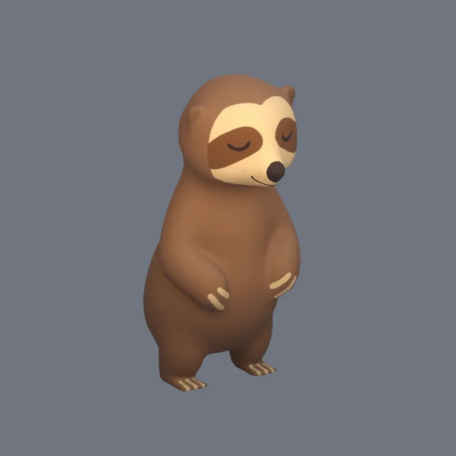 Stylized Animal Sloth, 3D model preview 2