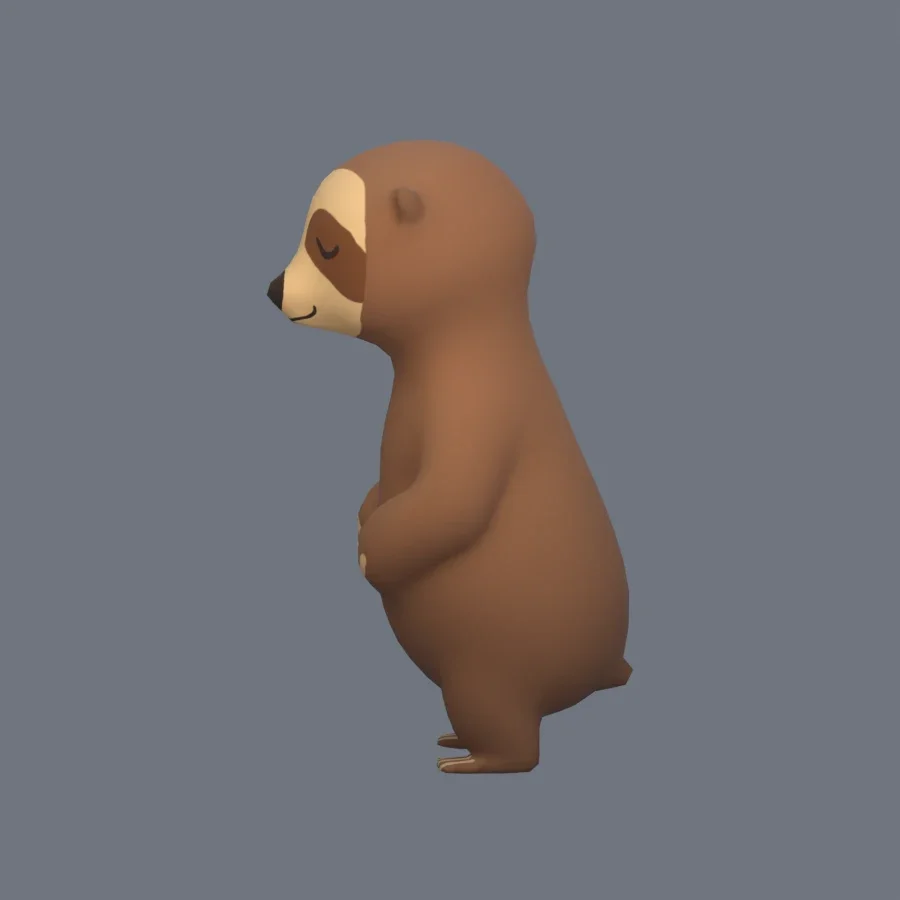 Stylized Animal Sloth, 3D model preview 3