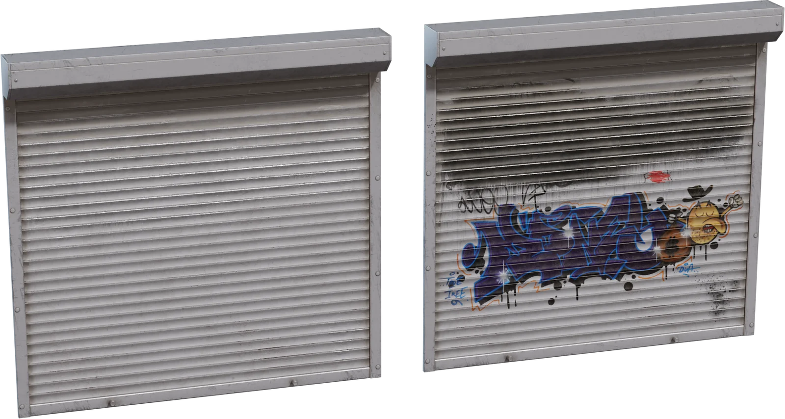 Urban Metal Roller Shutter with Graffiti Variant