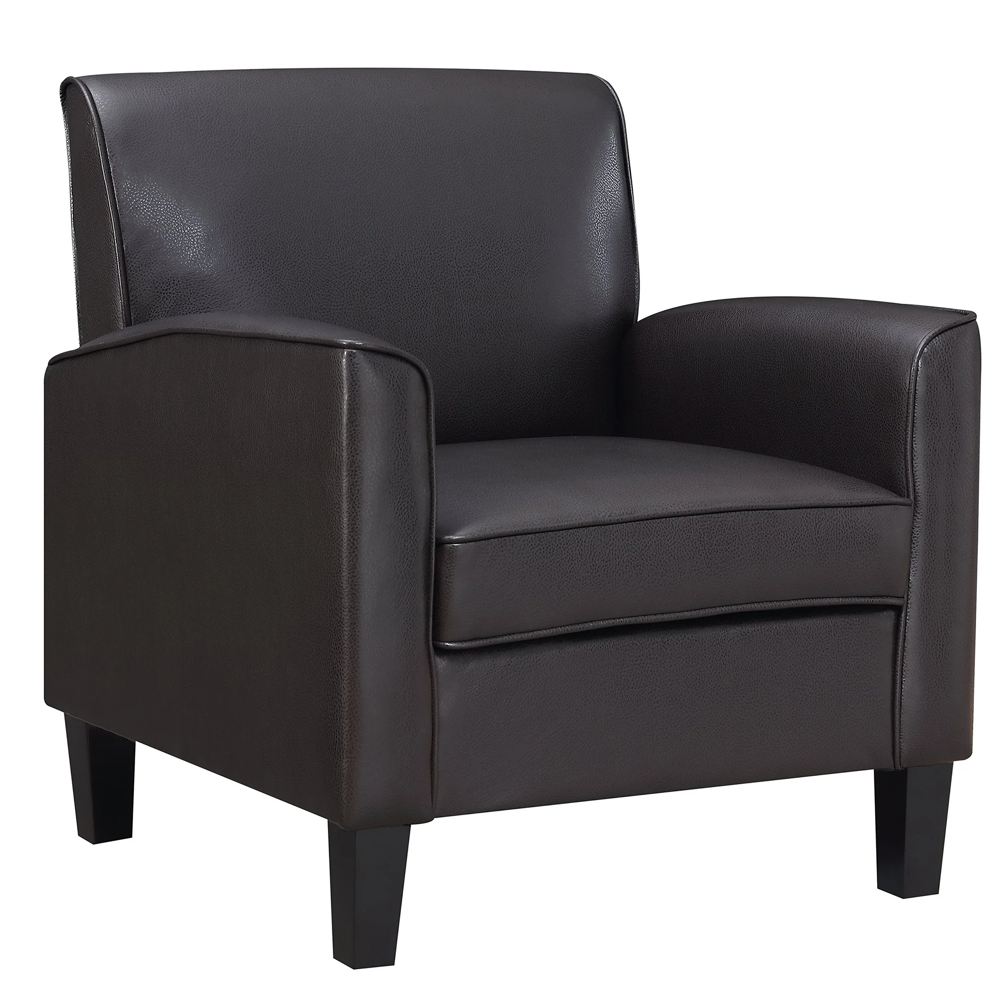 Modern Faux Leather Accent Armchair – Chestnut Brown