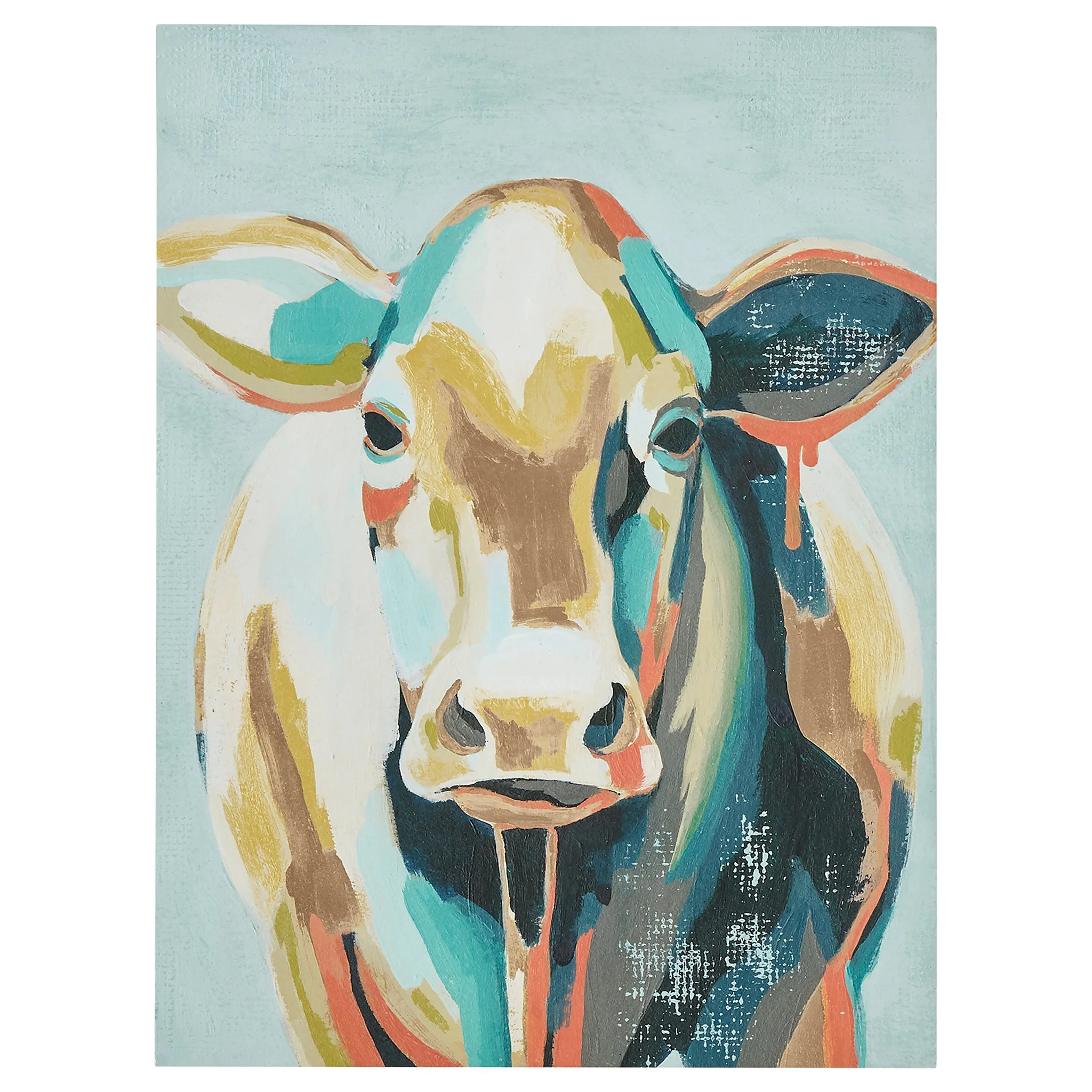 Abstract Multicolored Cow Farmhouse Wall Art Panel