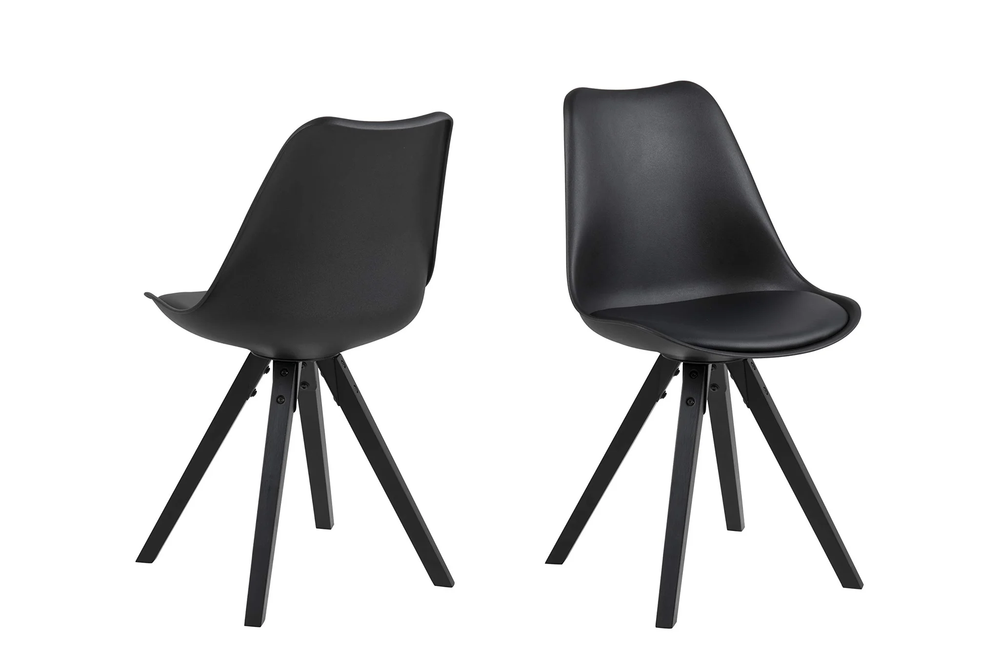 Black Scandinavian Dining Chair with Wooden Legs