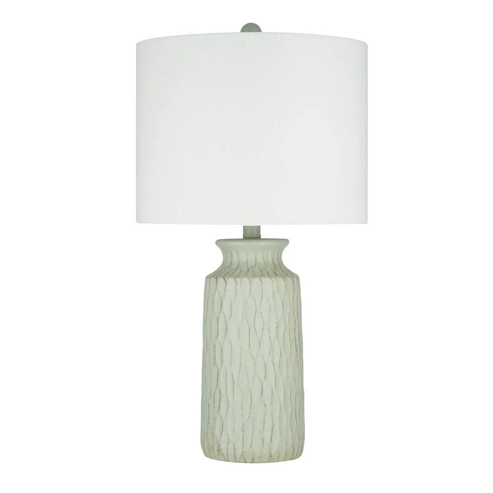 Contemporary Textured Ceramic Table Lamp with Drum Shade
