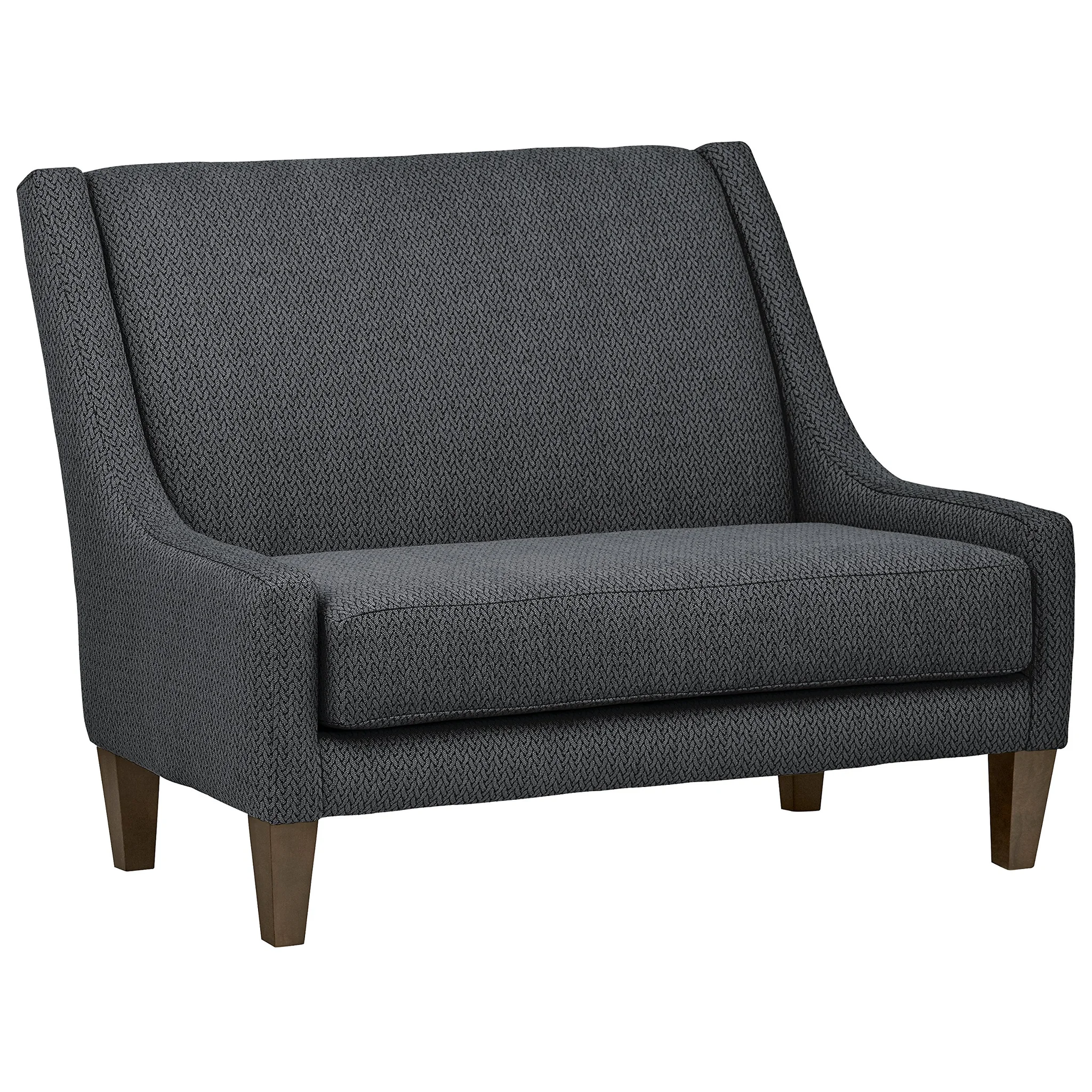 Mid-Century Modern Settee Loveseat with Wingback Frame and Woven Fabric Upholstery