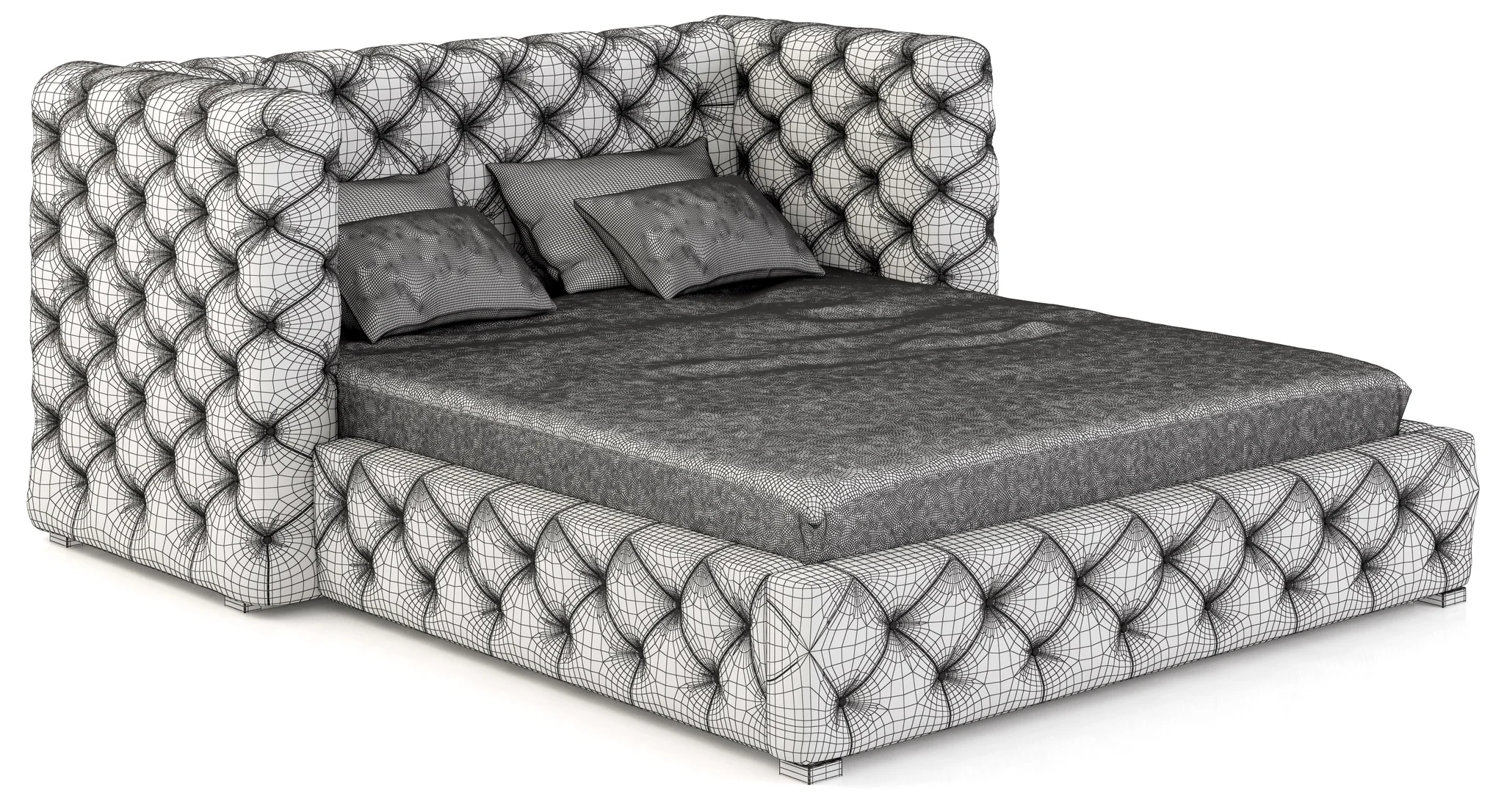 Restoration Hardware Tribeca Tufted Leather Platform Bed, 3D model preview 3