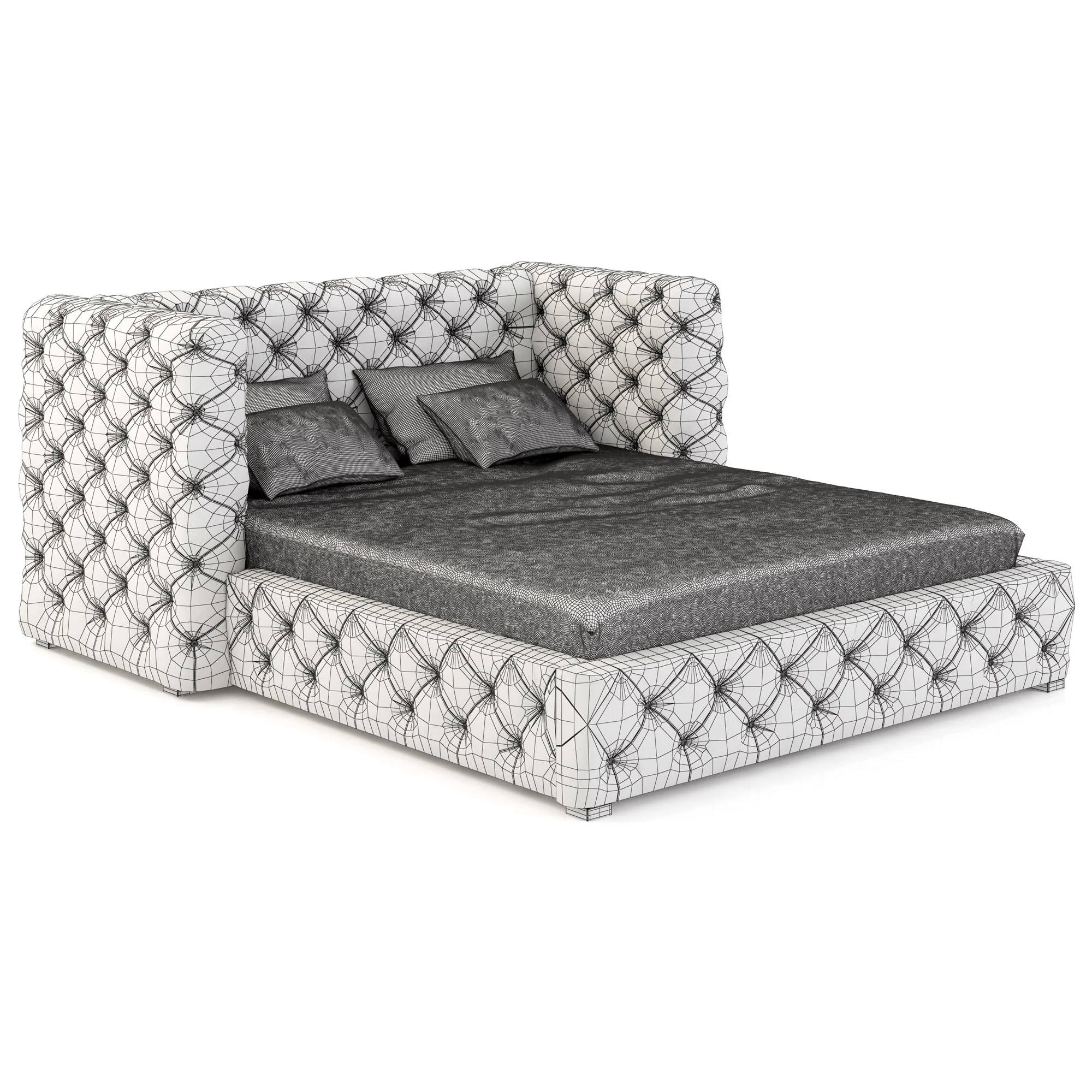 Restoration Hardware Tribeca Tufted Leather Platform Bed, 3D model preview 5