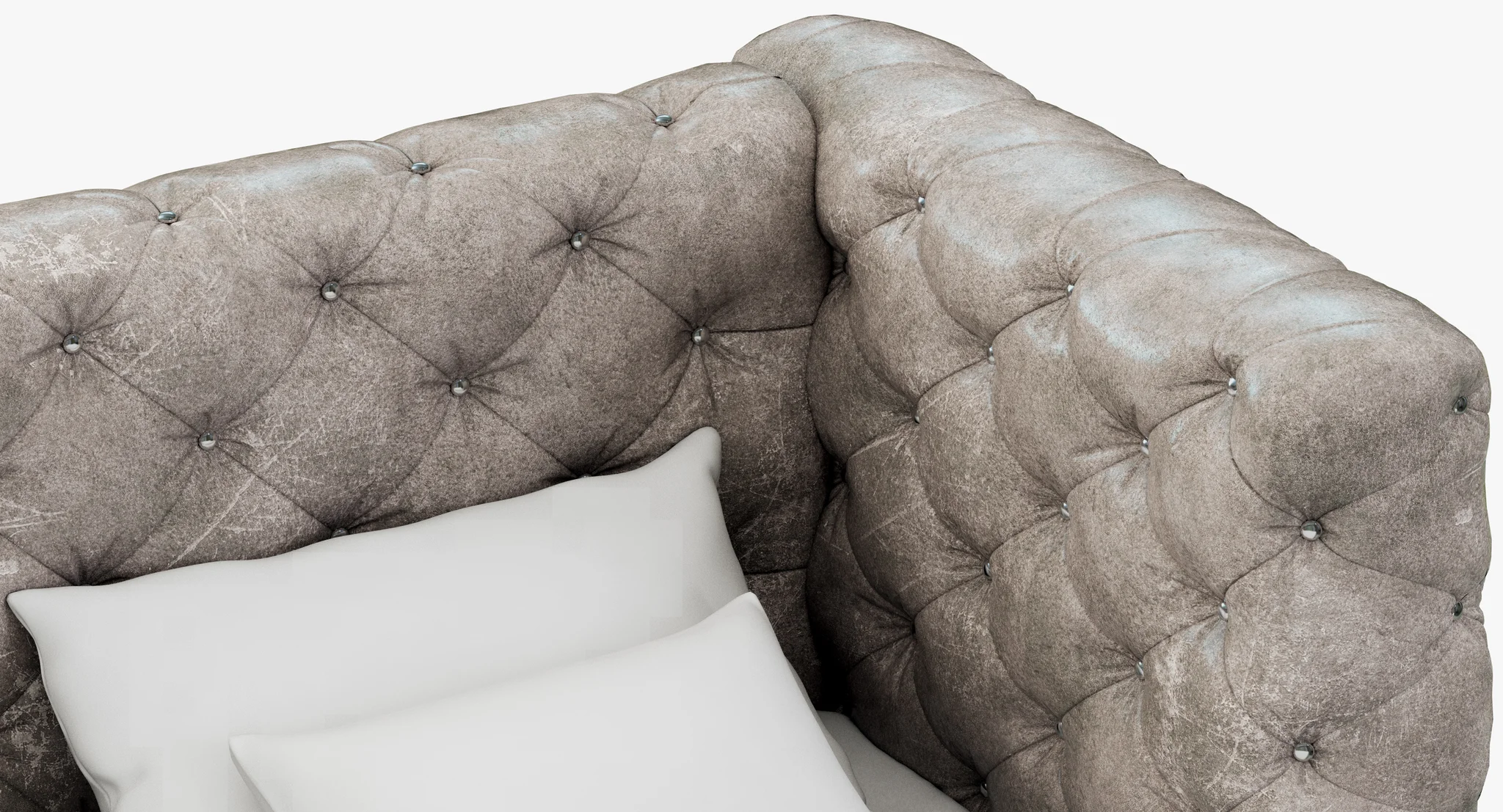 Restoration Hardware Tribeca Tufted Leather Platform Bed, 3D model preview 6