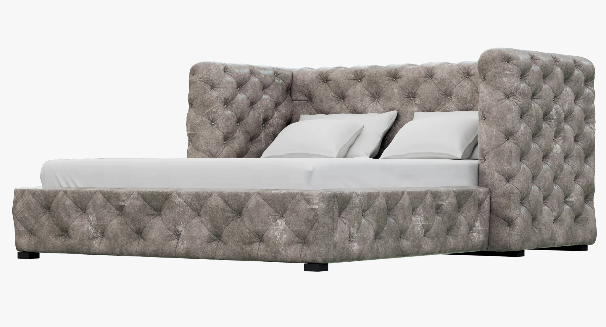 Restoration Hardware Tribeca Tufted Leather Platform Bed, 3D model preview 8
