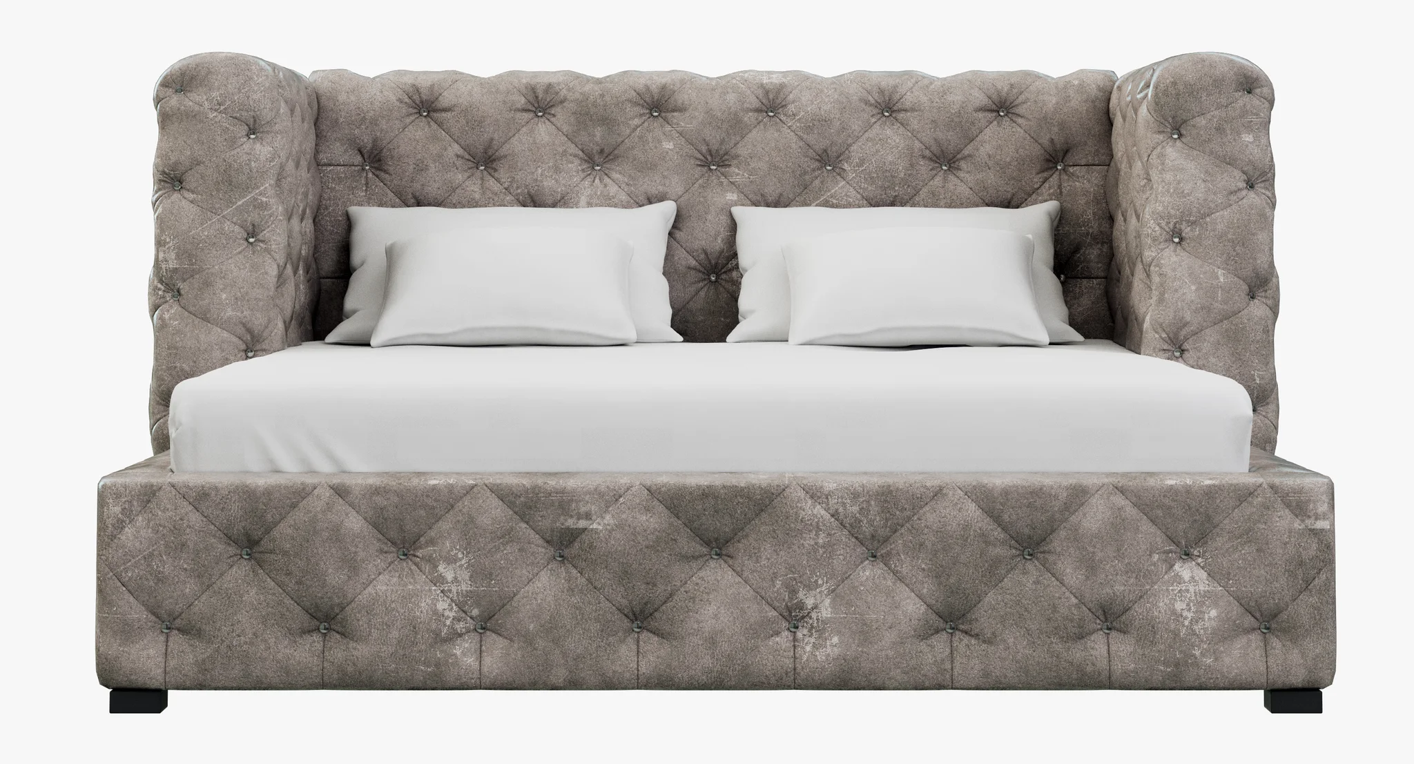 Restoration Hardware Tribeca Tufted Leather Platform Bed, 3D model preview 9