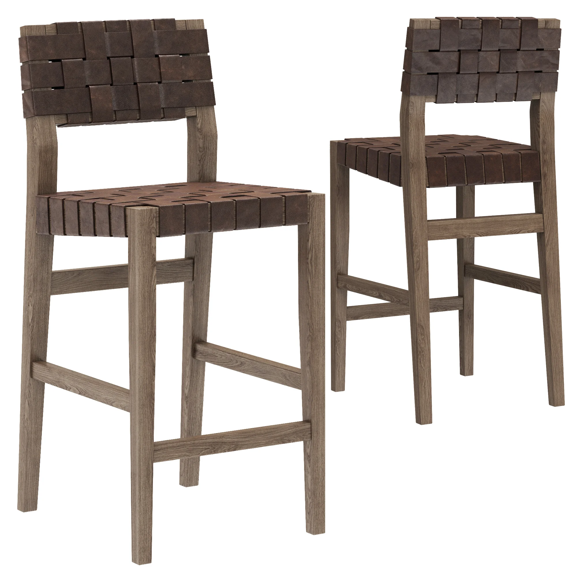 Restoration Hardware Vero Leather Stool — 3D model preview 2