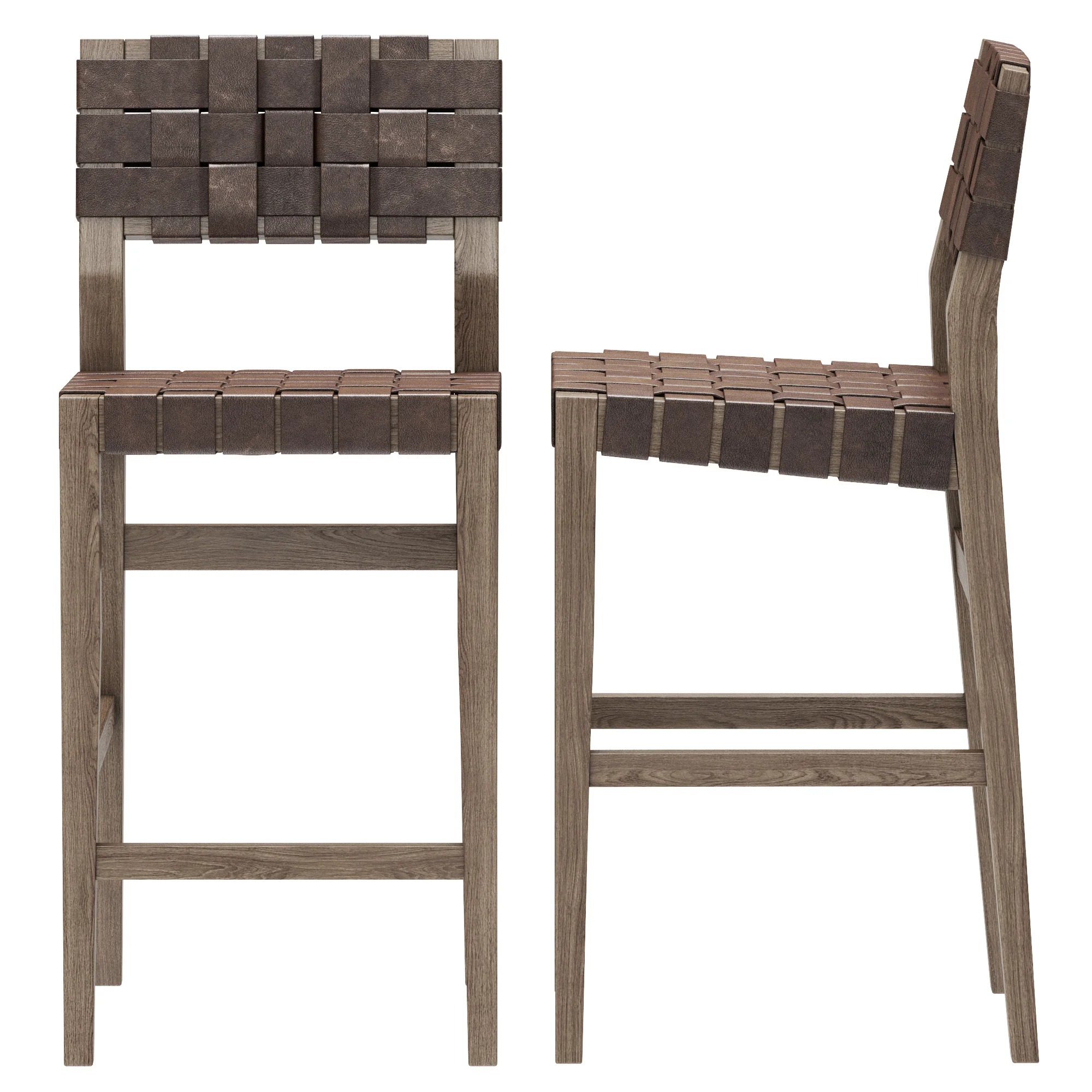 Restoration Hardware Vero Leather Stool — 3D model preview 7