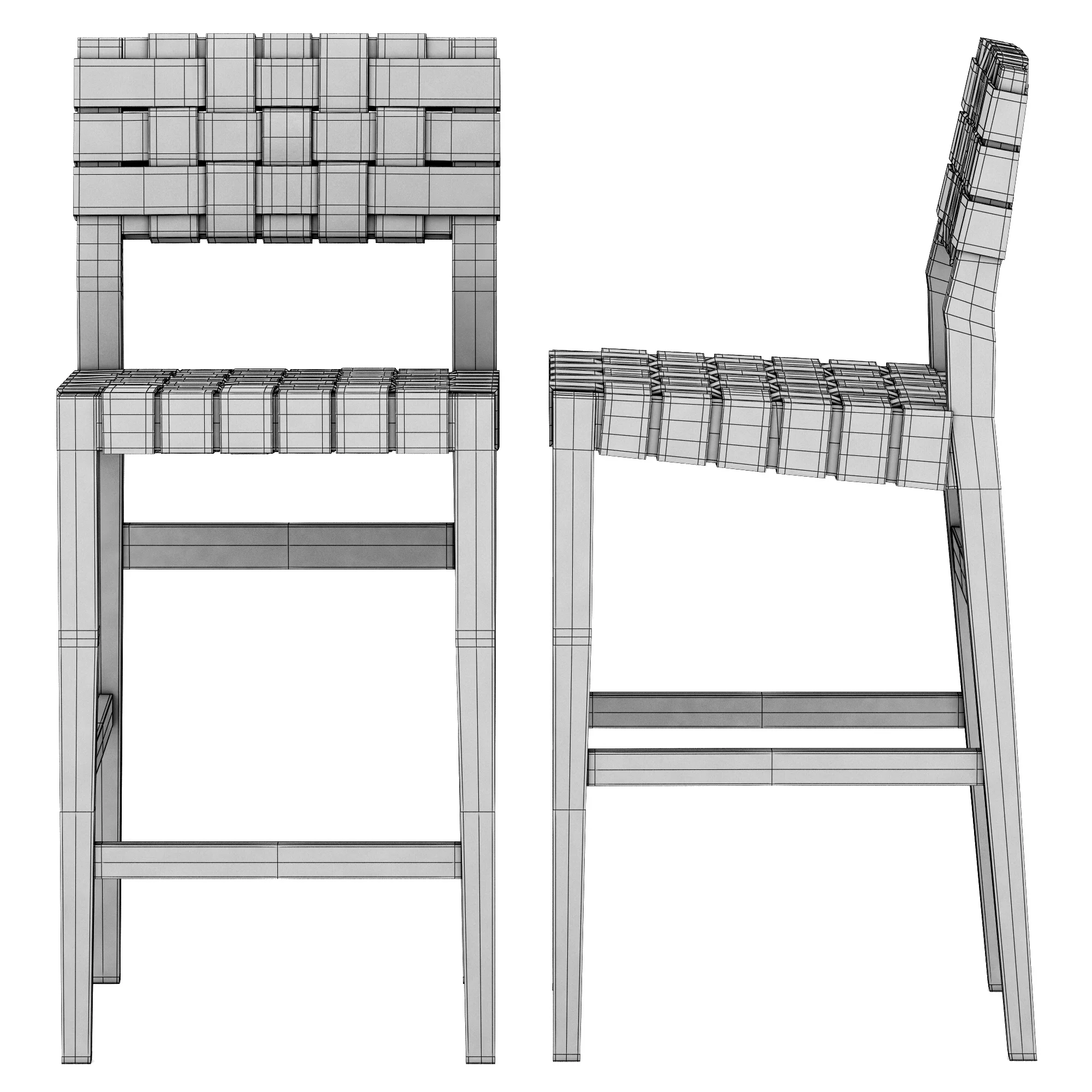 Restoration Hardware Vero Leather Stool — 3D model preview 8