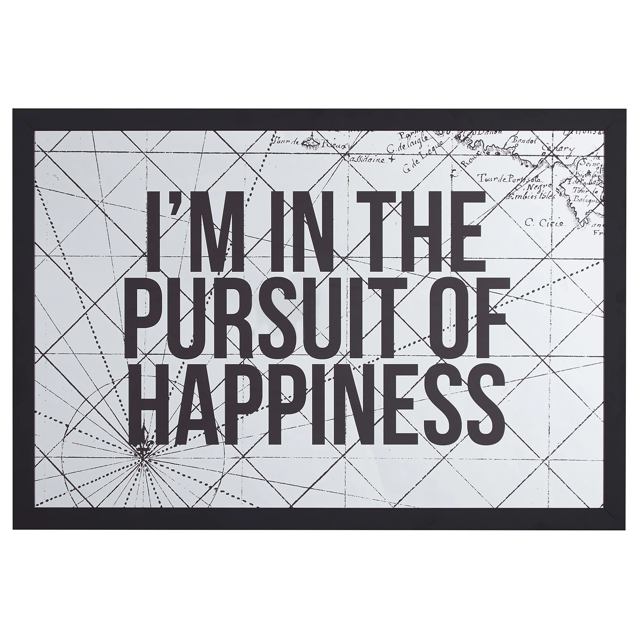 Framed Motivational Quote Mirror Wall Art – Pursuit of Happiness