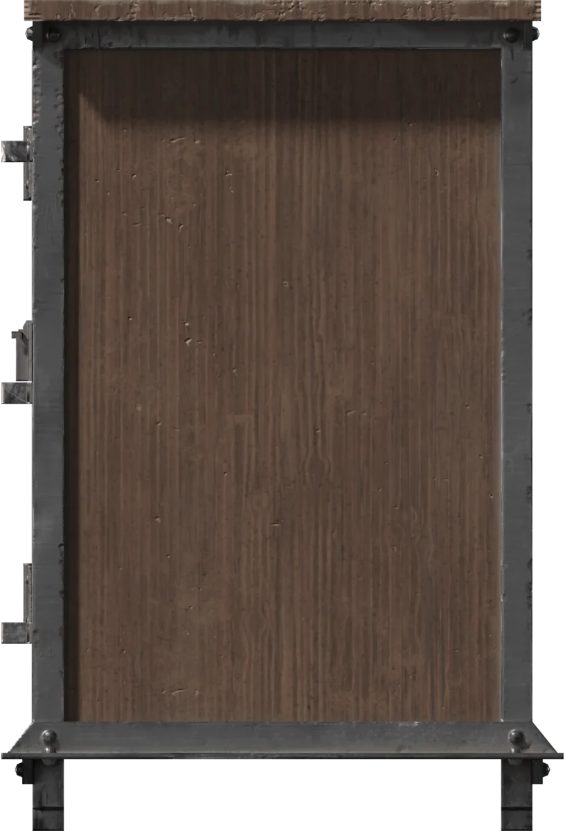 Industrial Wood and Metal Storage Cabinet with Drawers, 3D model preview 3