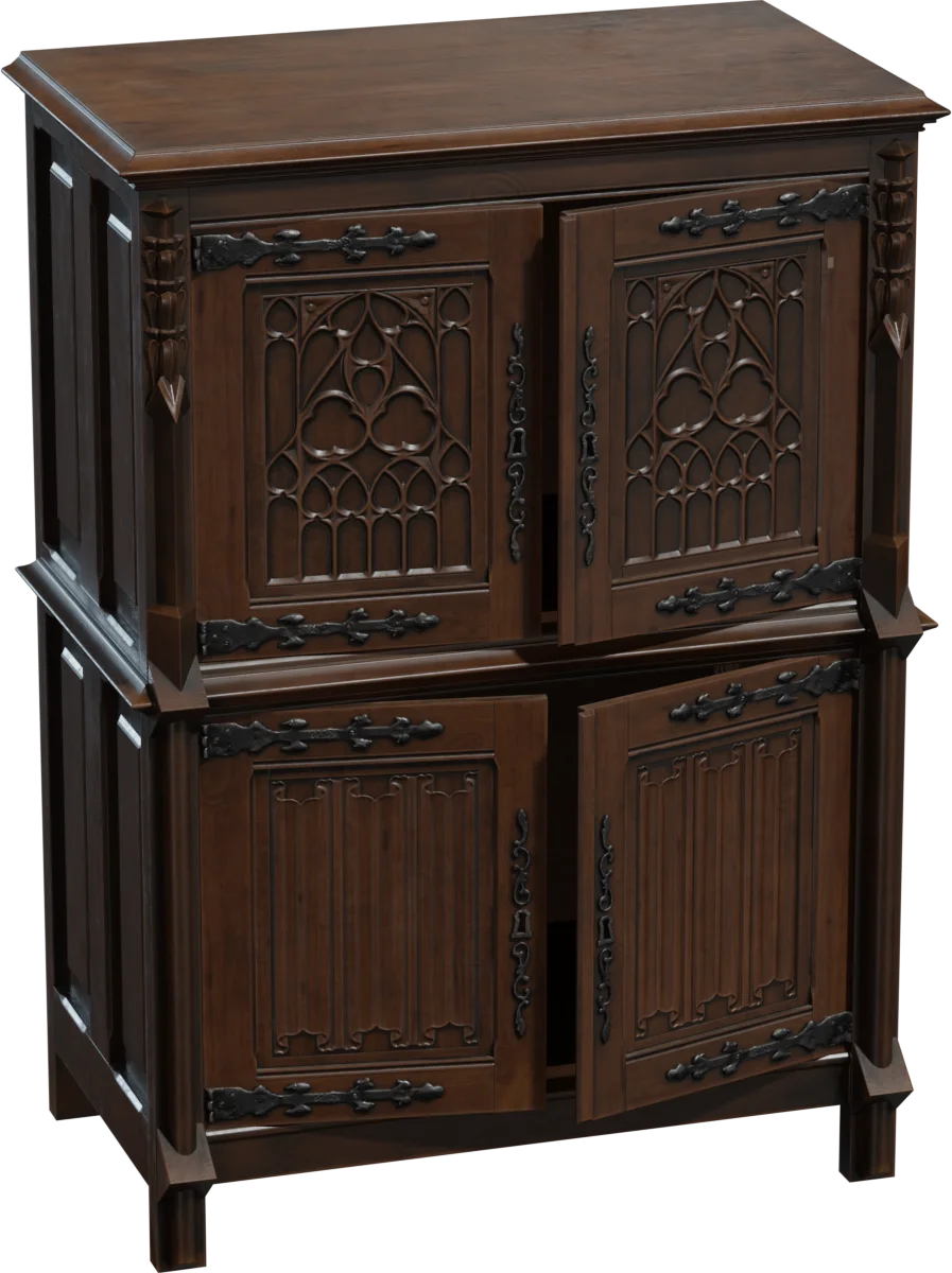 Gothic Cathedral Cabinet with Iron Hardware