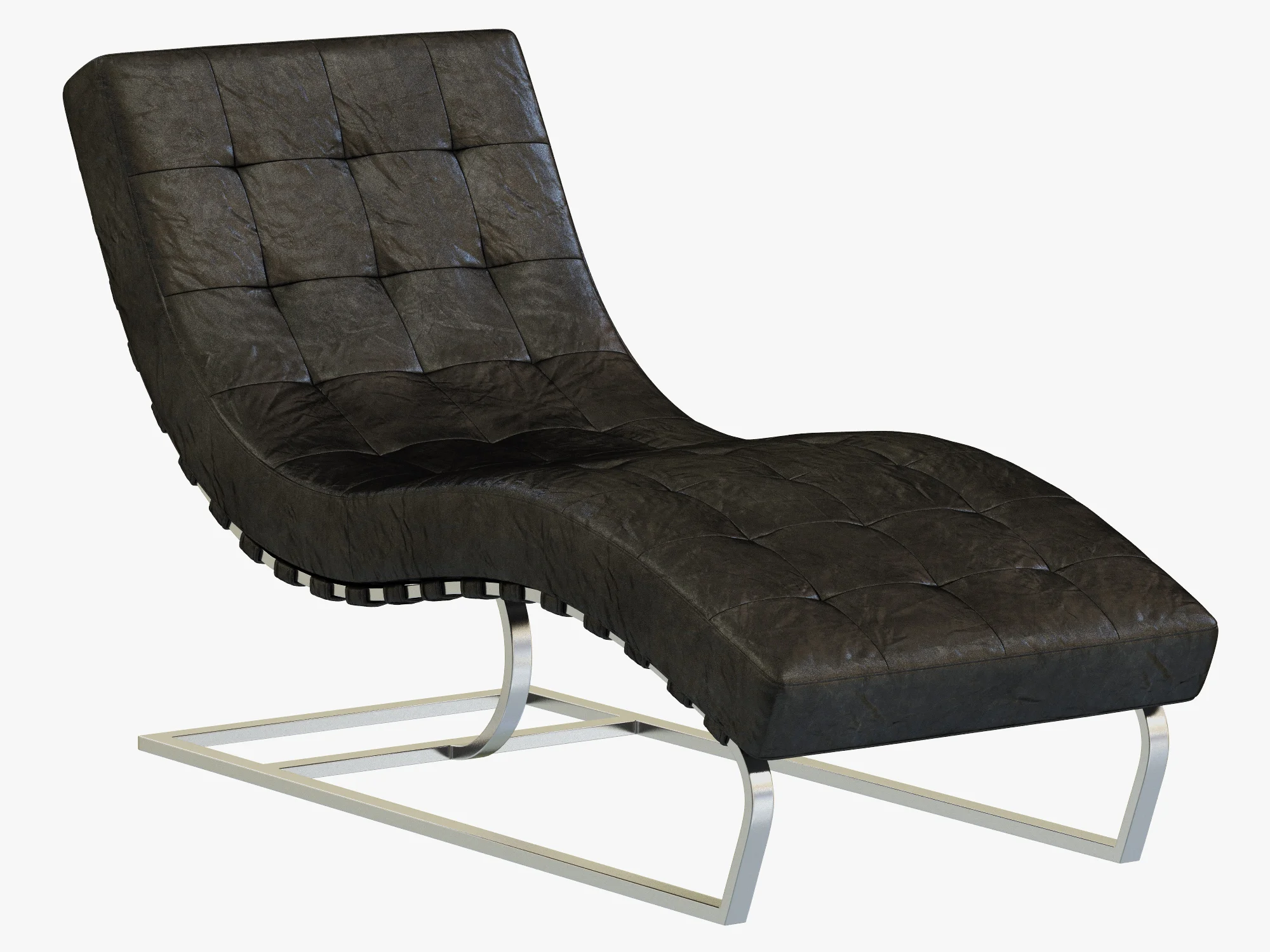 RH Modern Rossi Tufted Leather Chaise — 3D model preview 1