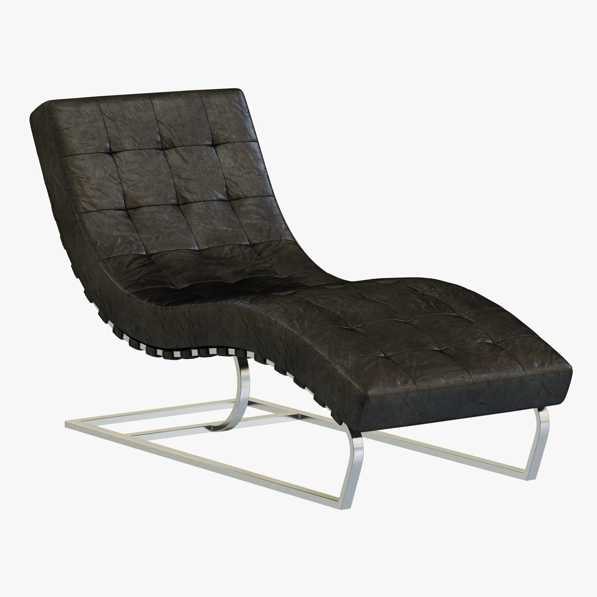RH Modern Rossi Tufted Leather Chaise — 3D model preview 2