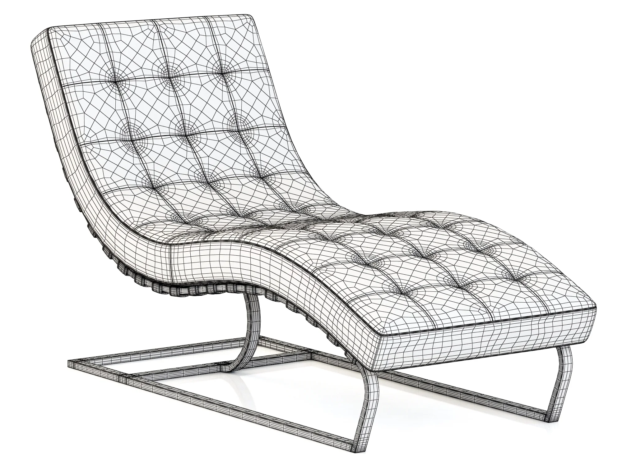 RH Modern Rossi Tufted Leather Chaise — 3D model preview 3