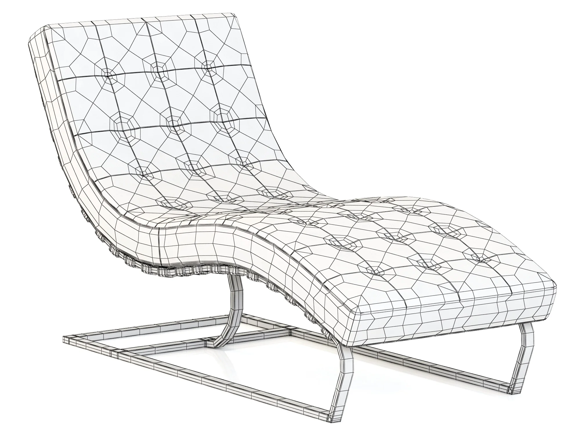 RH Modern Rossi Tufted Leather Chaise — 3D model preview 4
